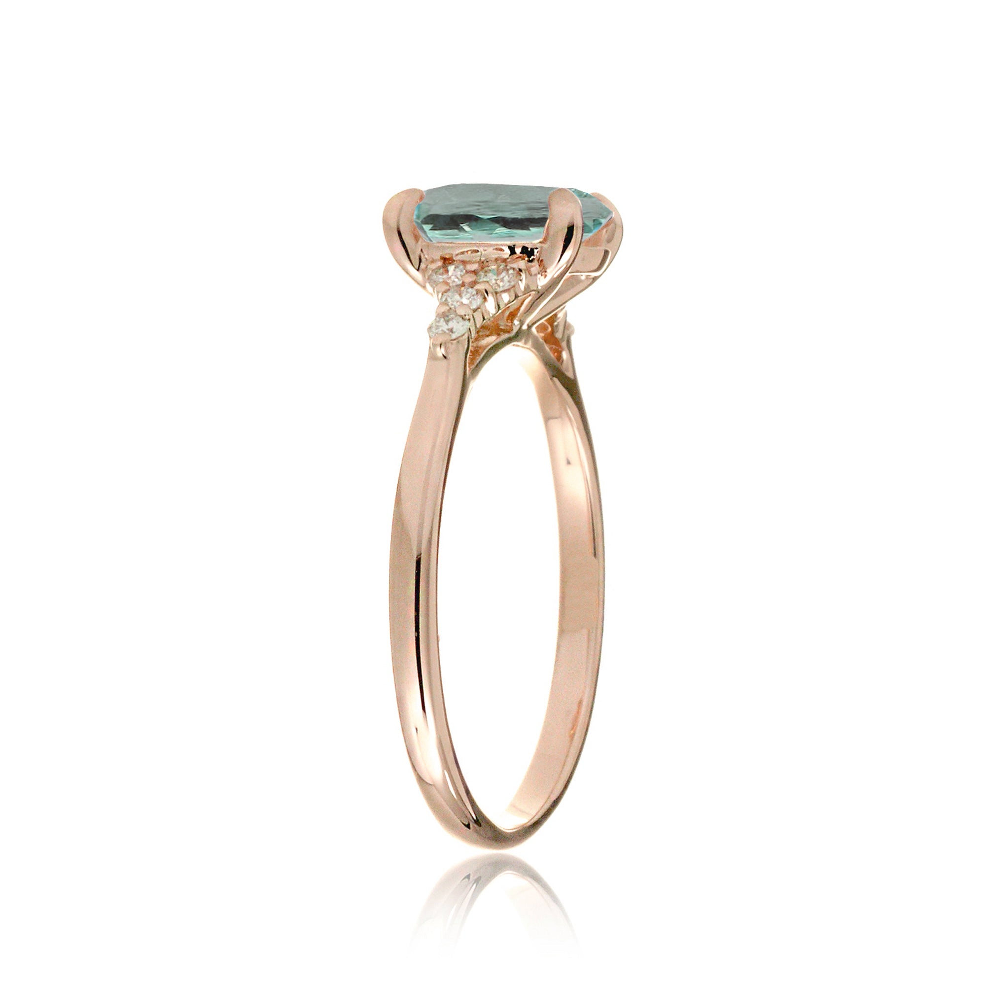 Cushion cut lab-grown green sapphire diamond ring rose gold