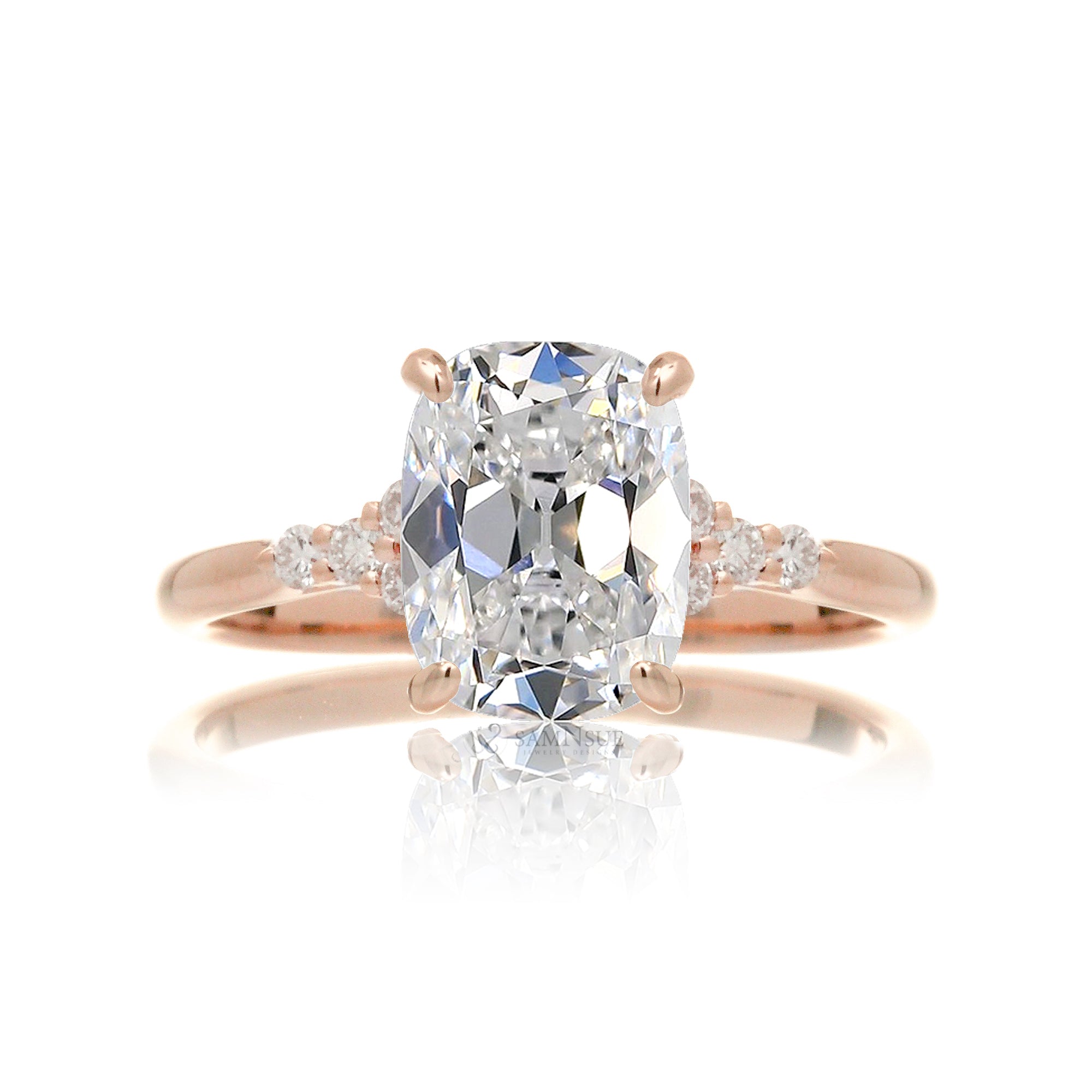 Cushion old mine cut diamond engagement ring the Chloe rose gold