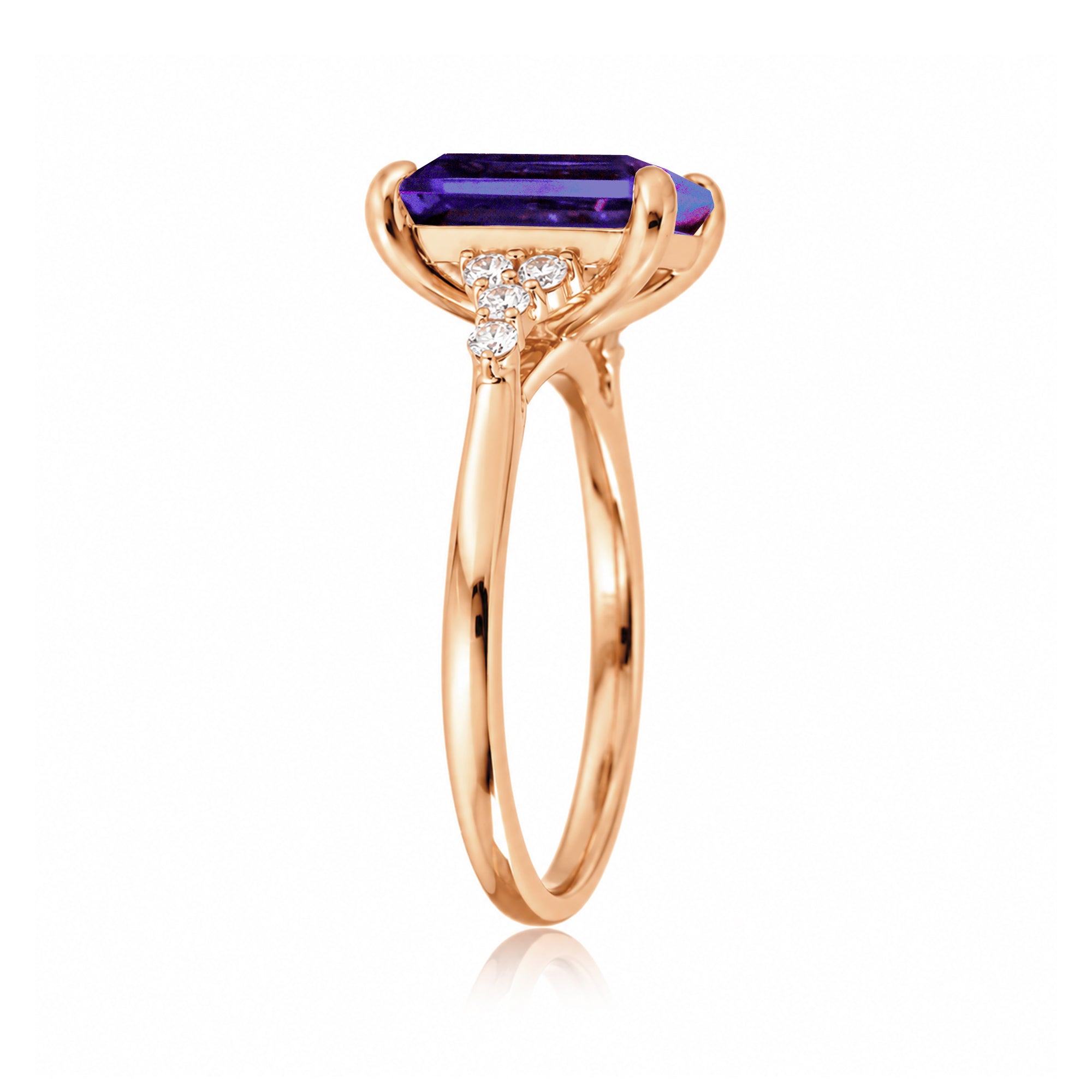 The Chloe Emerald Step Cut Amethyst Ring