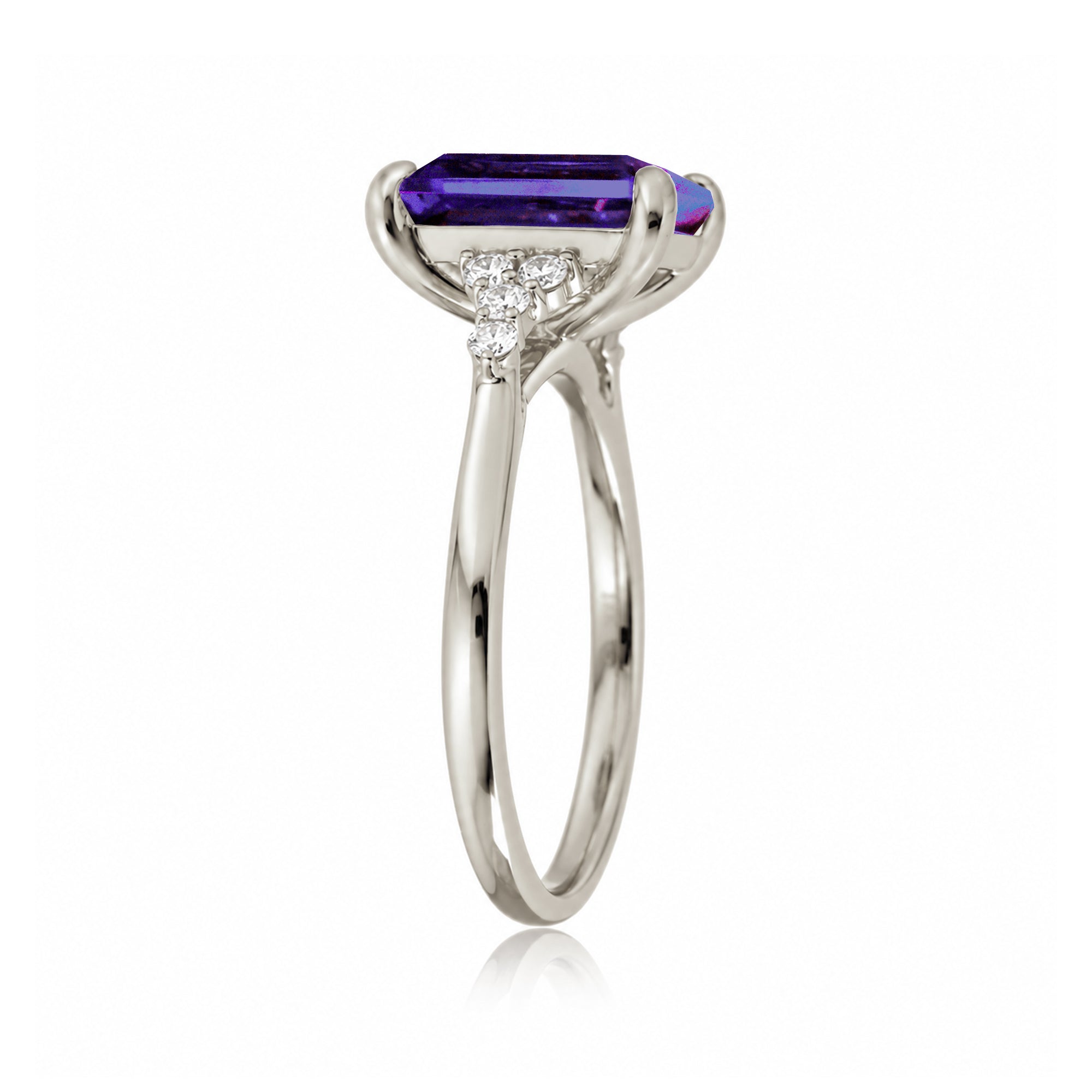 The Chloe Emerald Step Cut Amethyst Ring