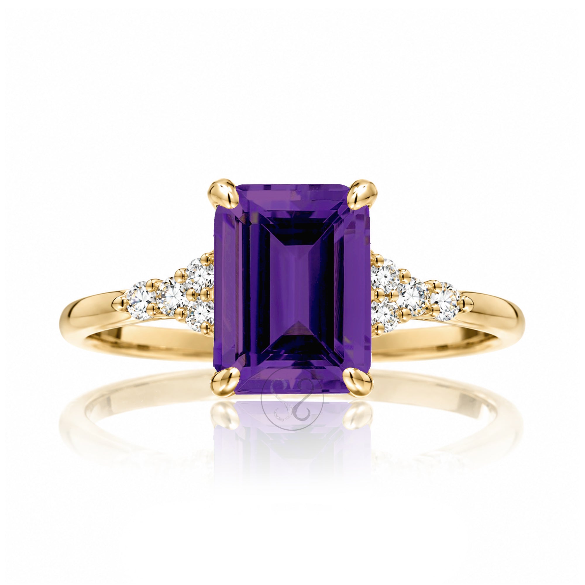 The Chloe Emerald Step Cut Amethyst Ring