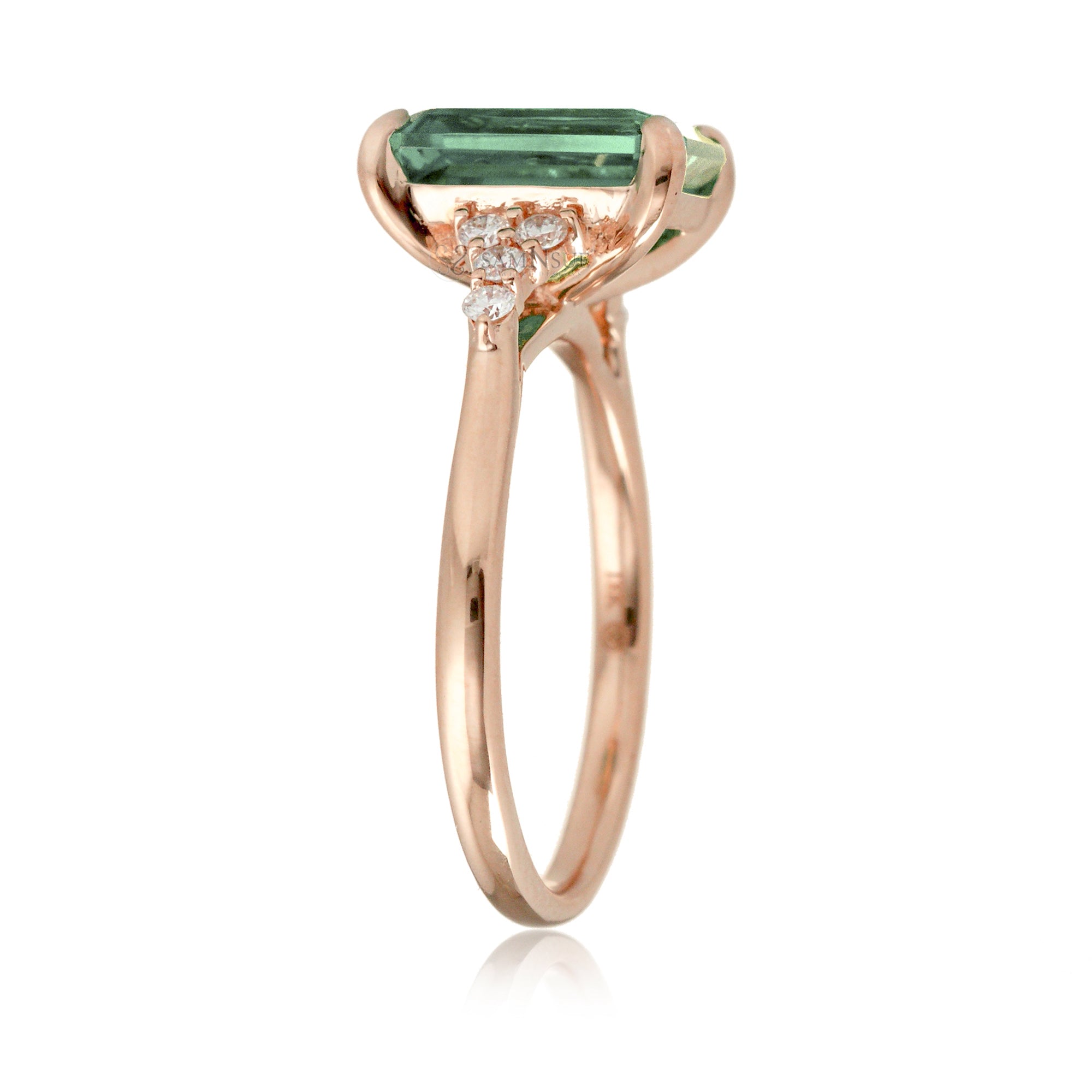 The Chloe Emerald Step Cut Green Sapphire Ring