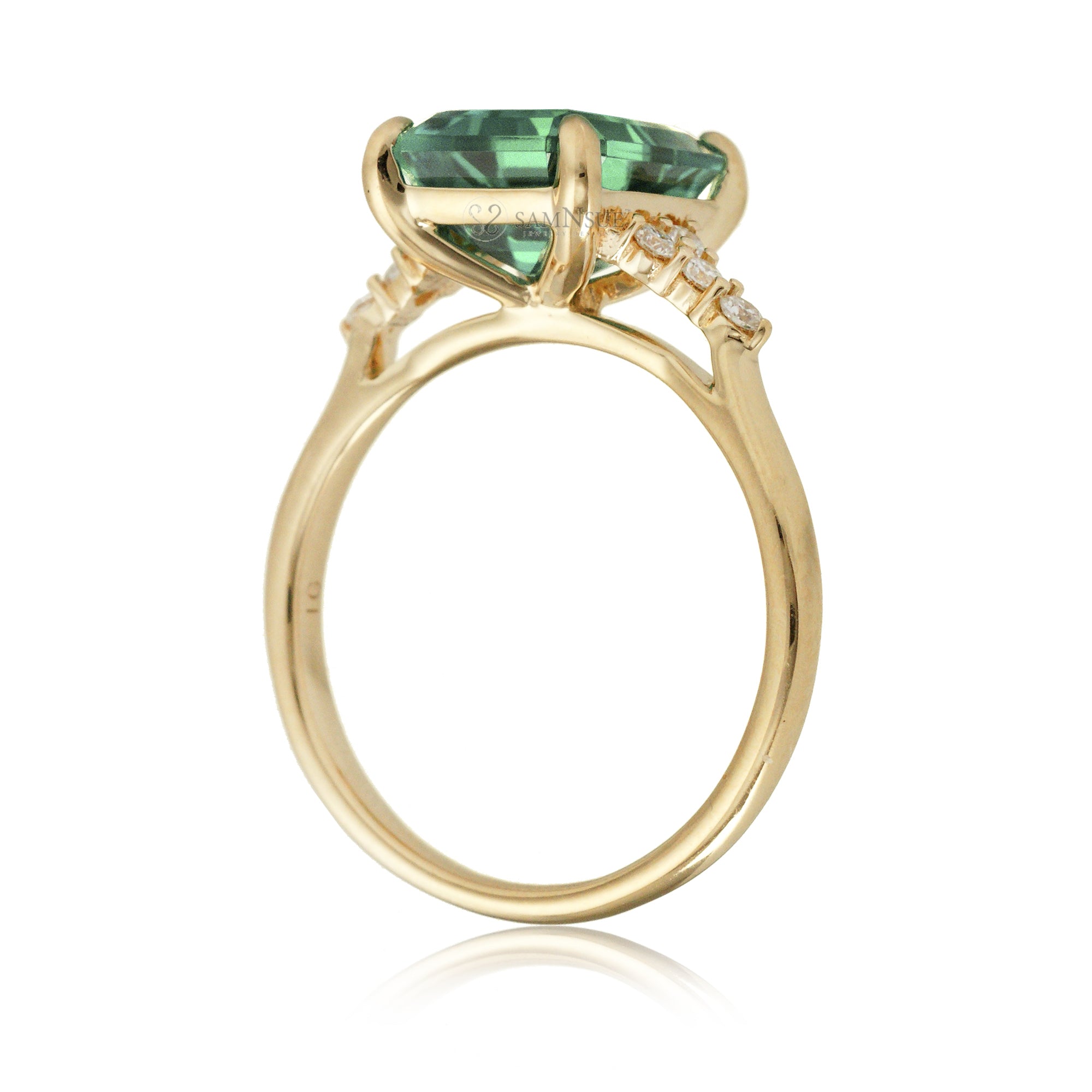 The Chloe Emerald Step Cut Green Sapphire Ring