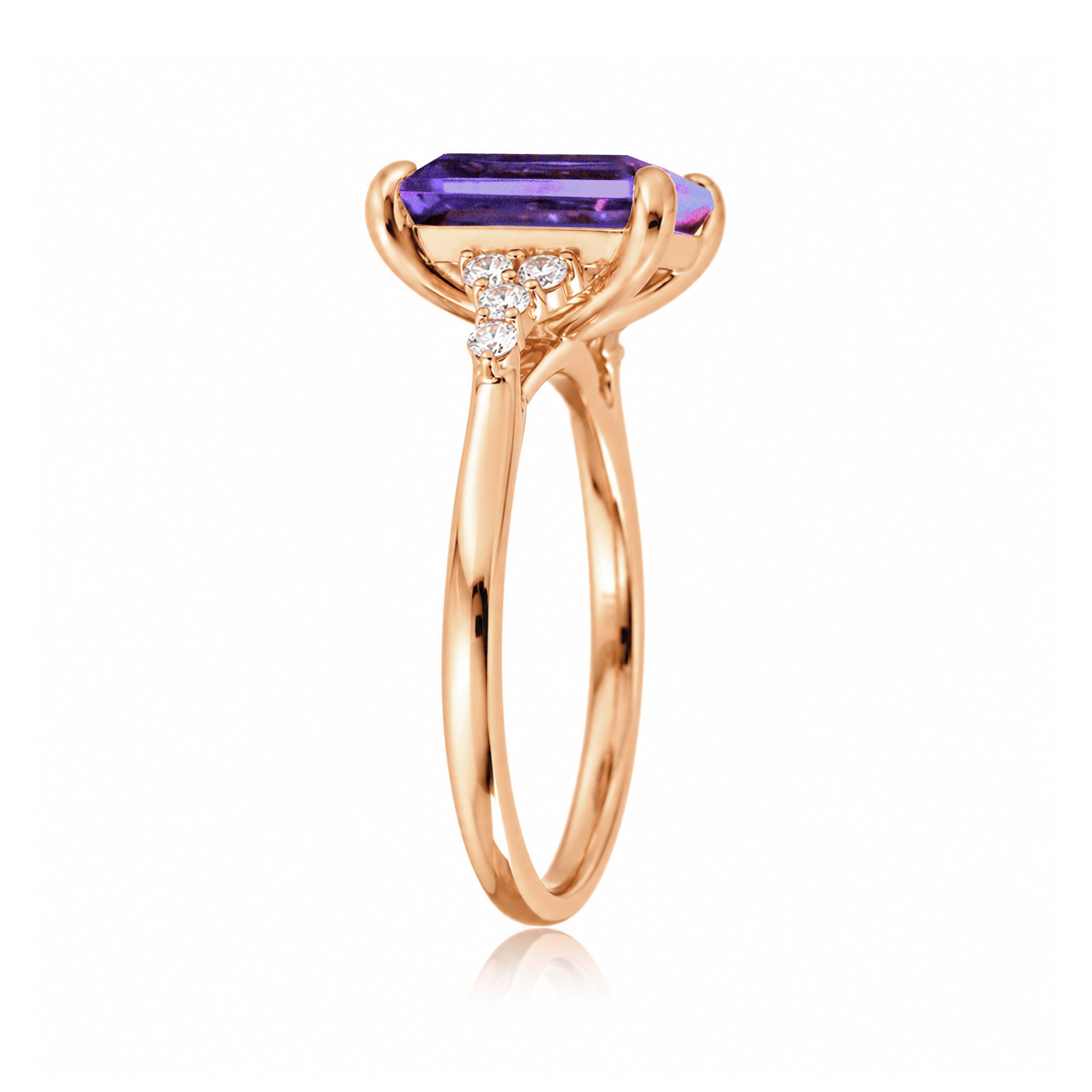 The Chloe Emerald Step Cut Amethyst Ring