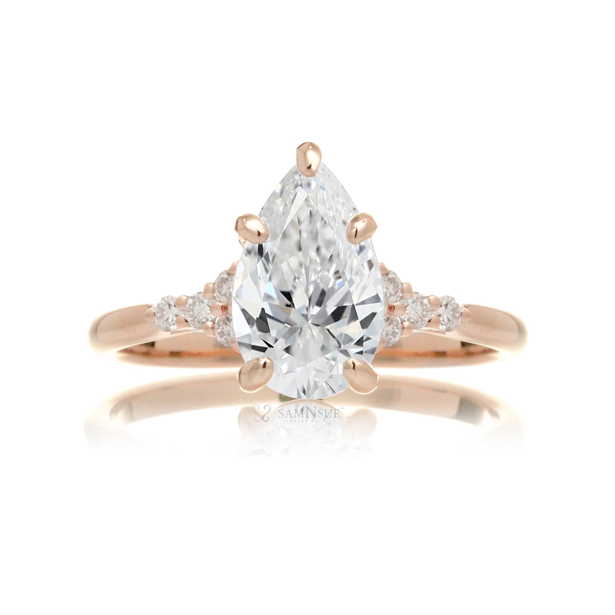 Pear shape diamond engagement ring in rose gold - the Chloe