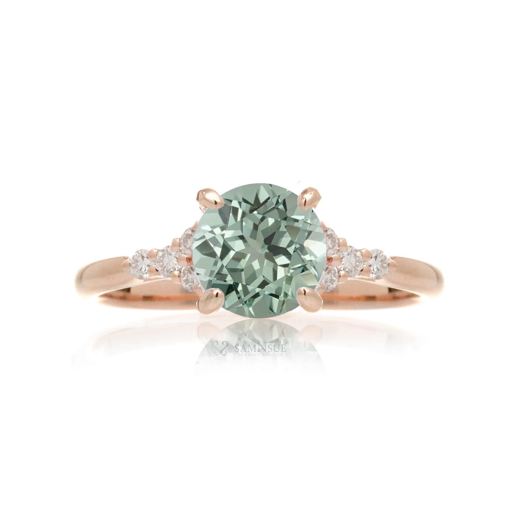 The Chloe Round Cut Green Sapphire Ring (Lab-Grown)
