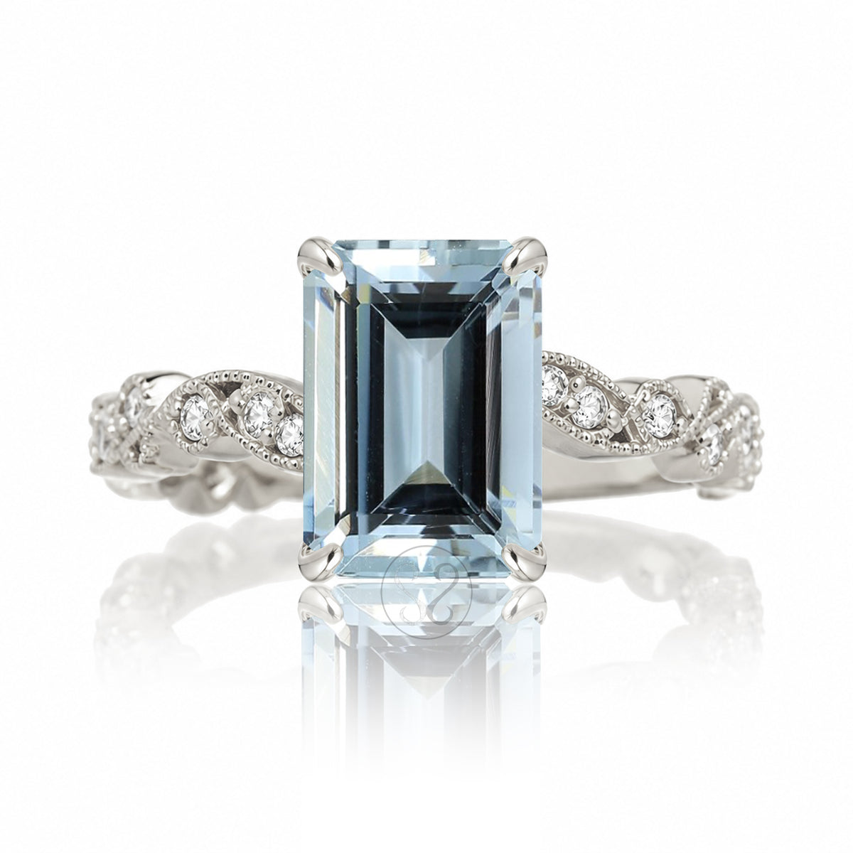 The Elara Emerald Cut Aquamarine Ring