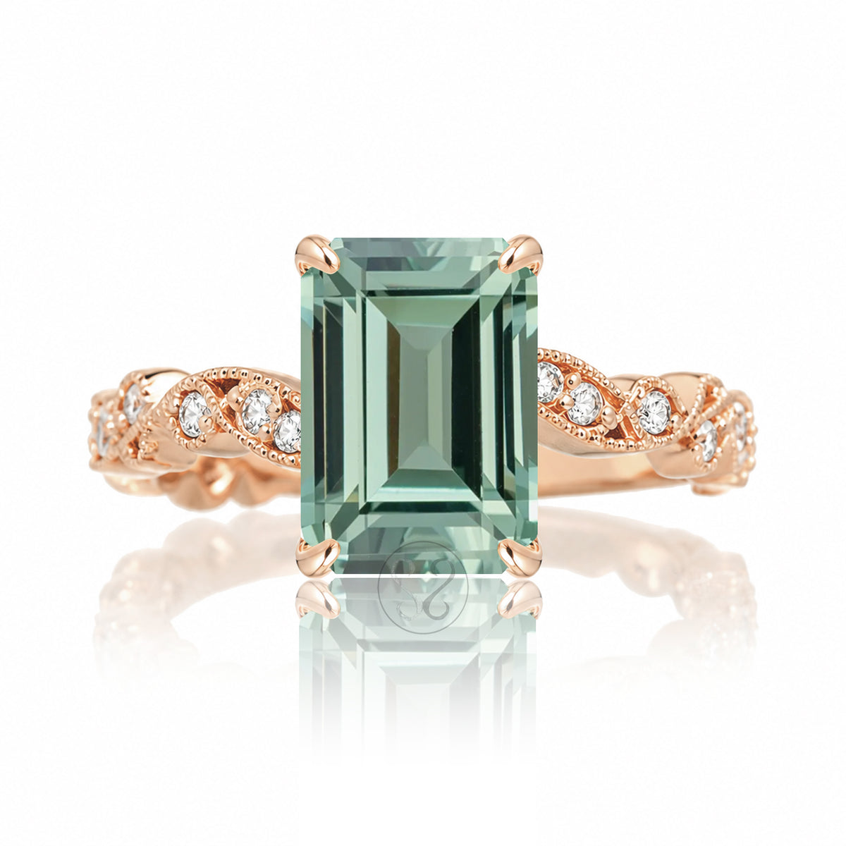 The Elara Emerald Cut Green Sapphire Ring