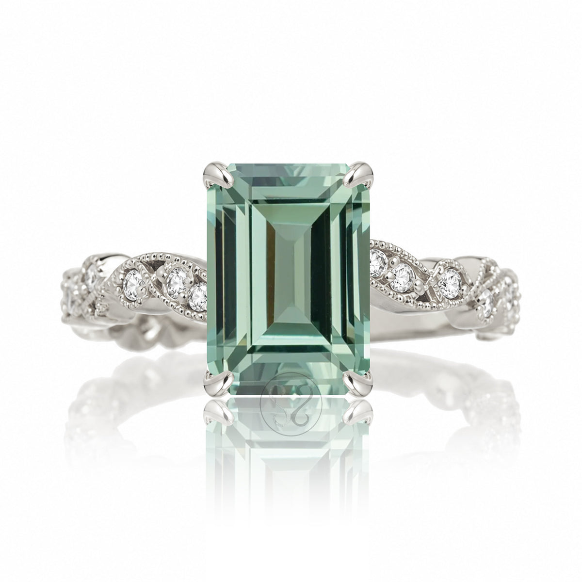 The Elara Emerald Cut Green Sapphire Ring