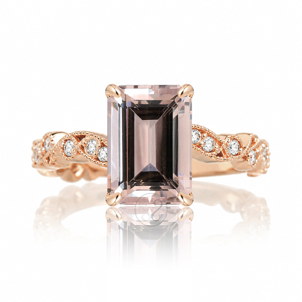 The Elara Emerald Cut Morganite Ring
