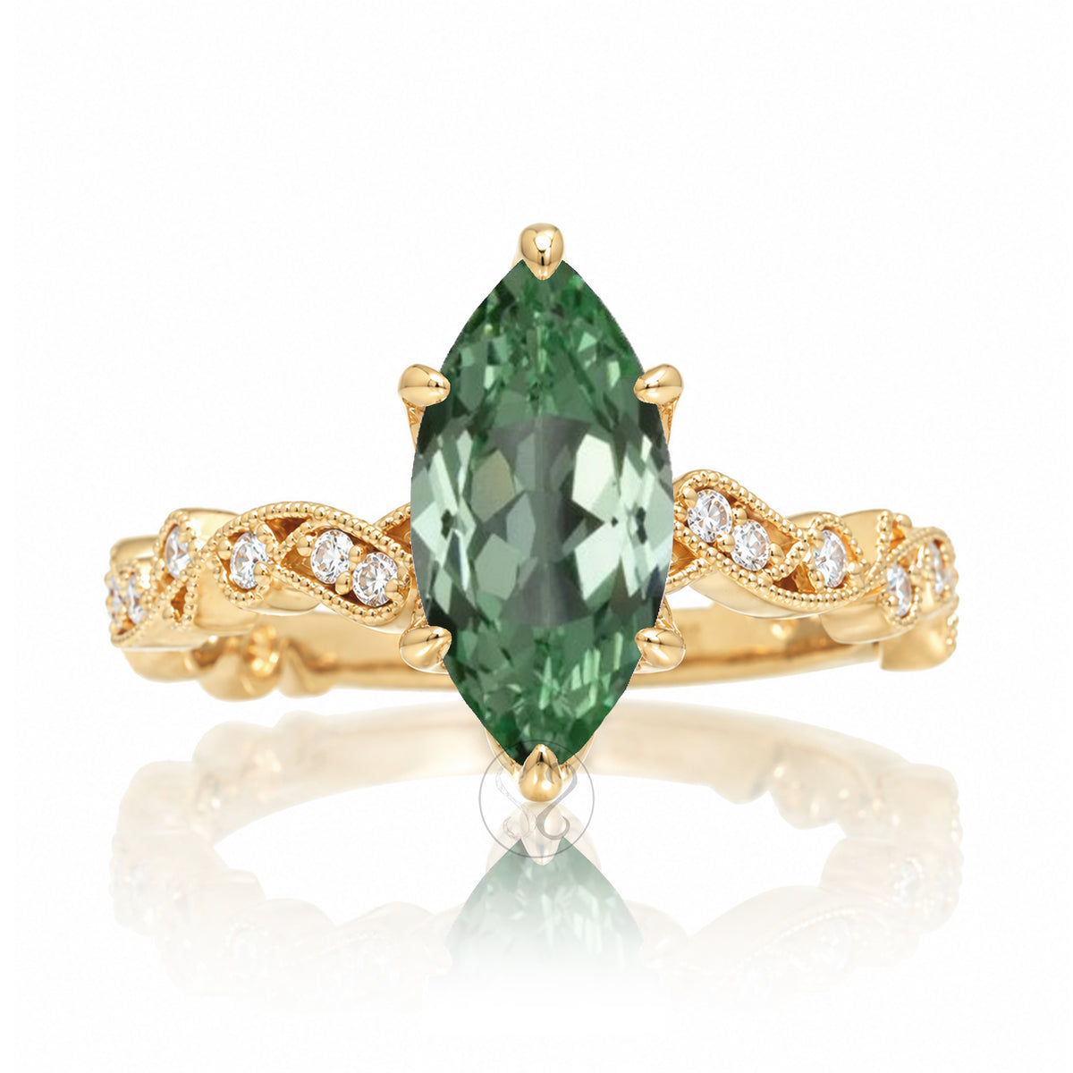 The Elara Marquise Green Sapphire Ring