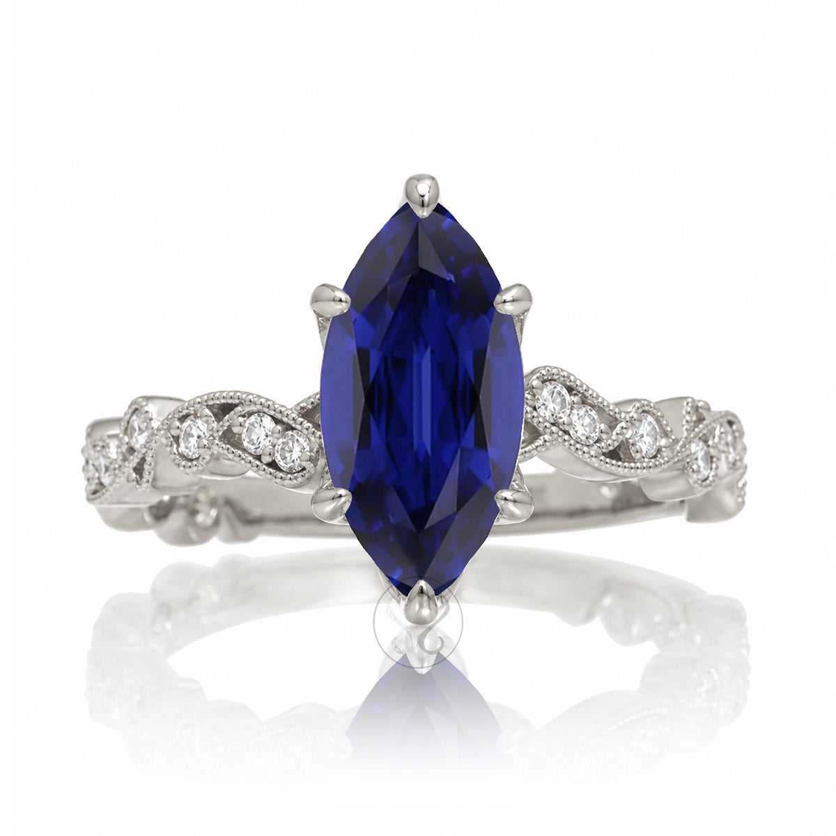 The Elara Marquise Blue Sapphire Ring