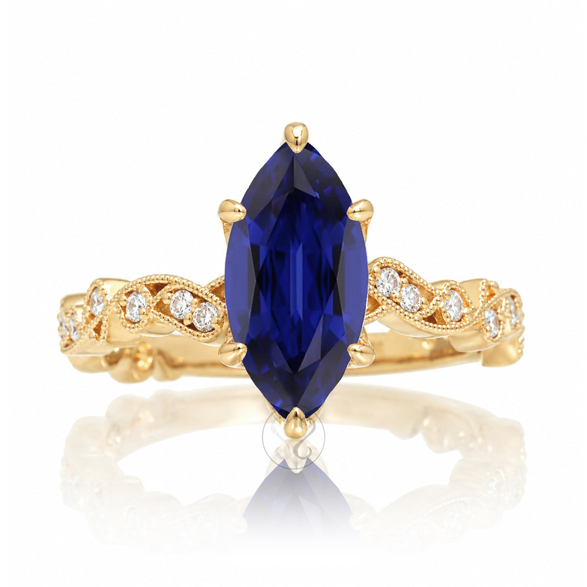 The Elara Marquise Blue Sapphire Ring