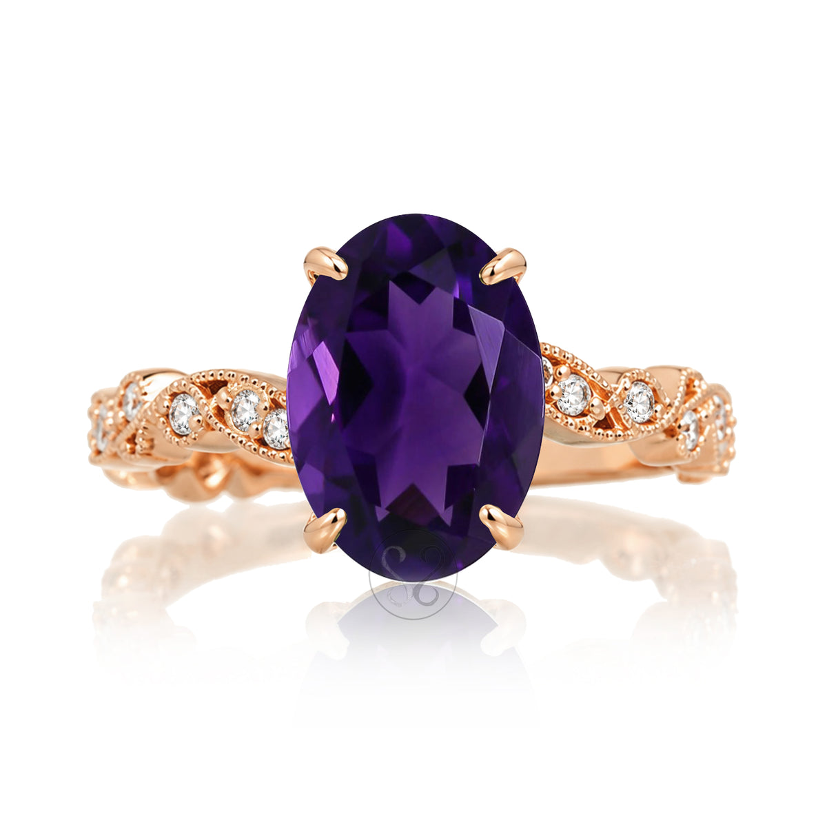 The Elara Oval Amethyst Ring