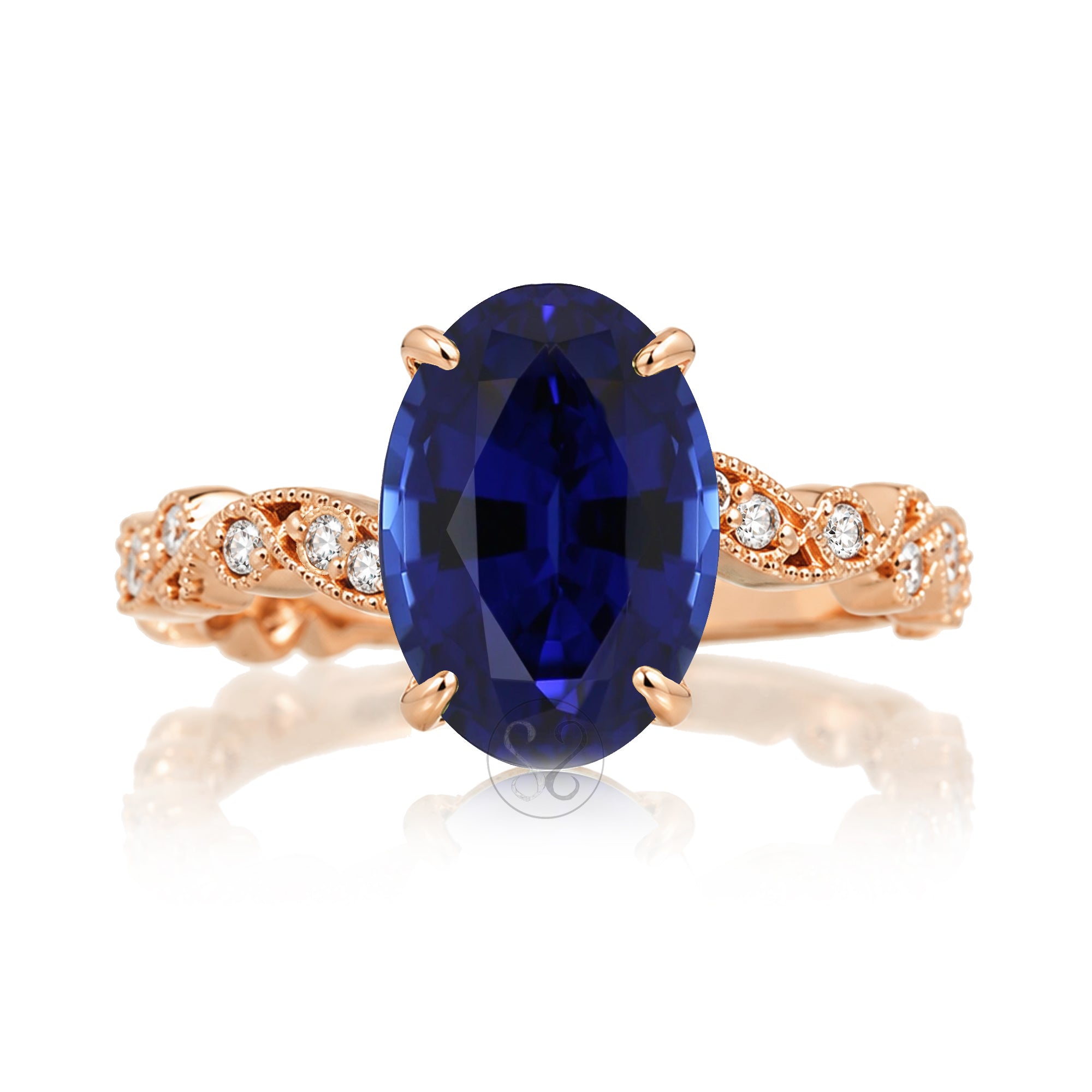 The Elara Oval Blue Sapphire Ring