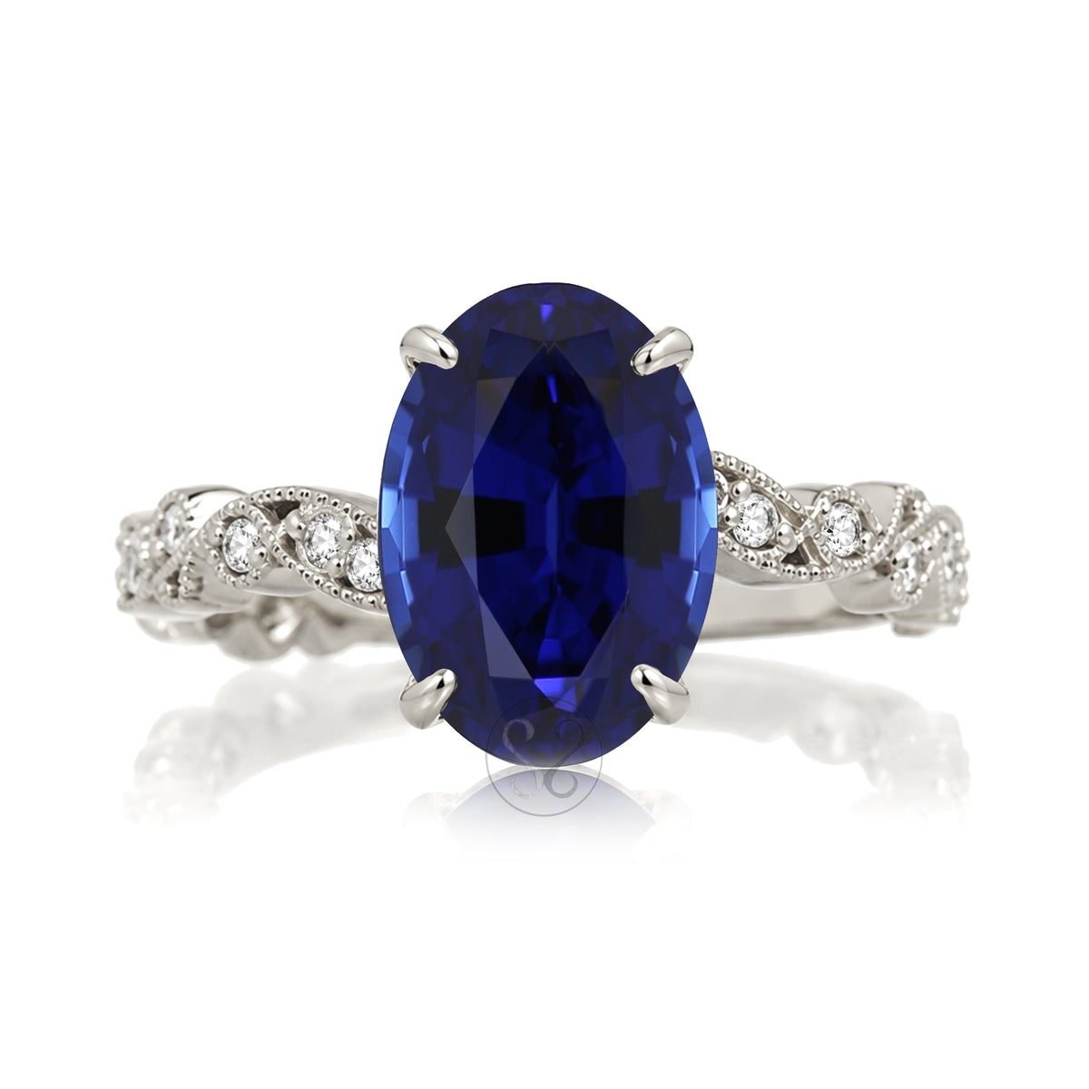 The Elara Oval Blue Sapphire Ring