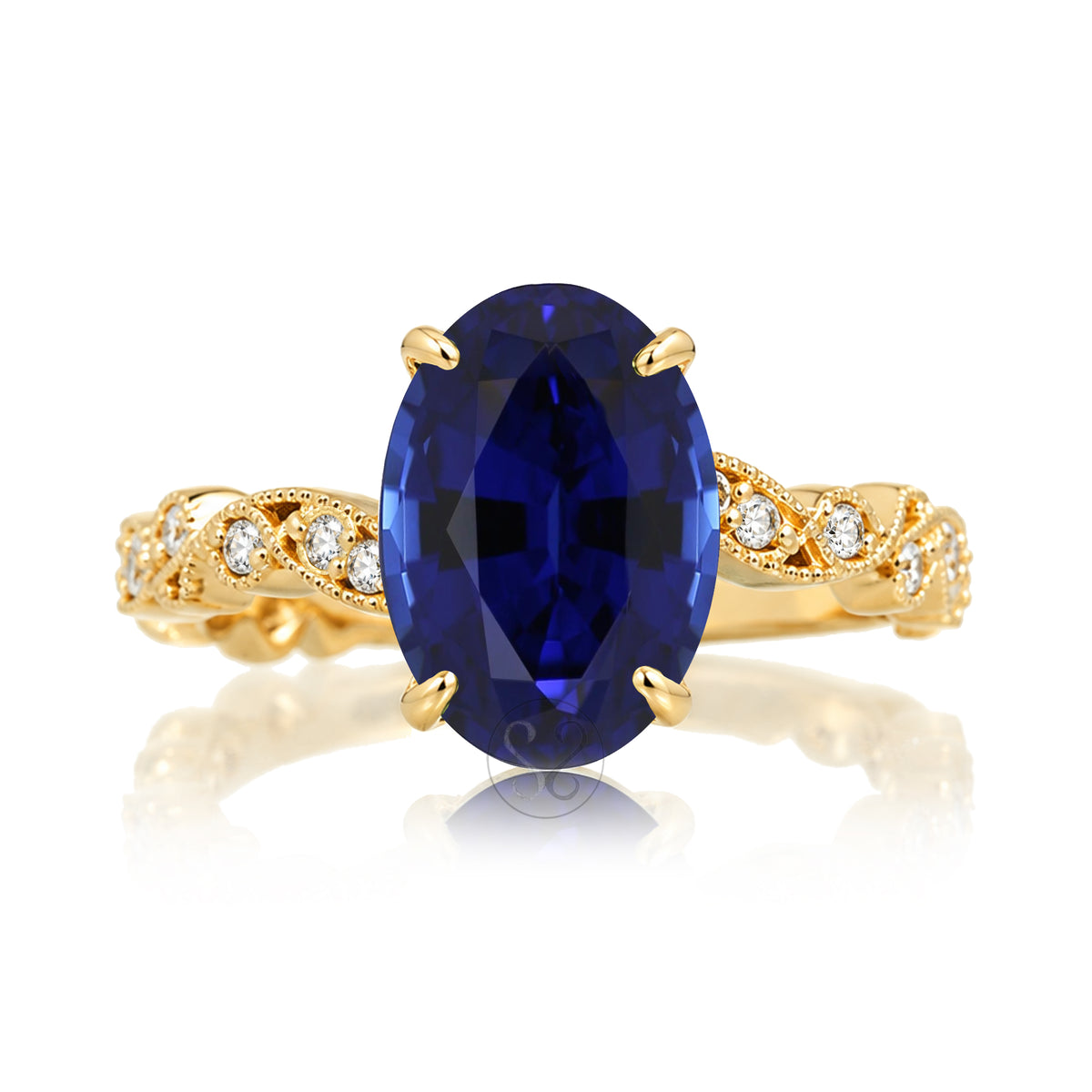The Elara Oval Blue Sapphire Ring