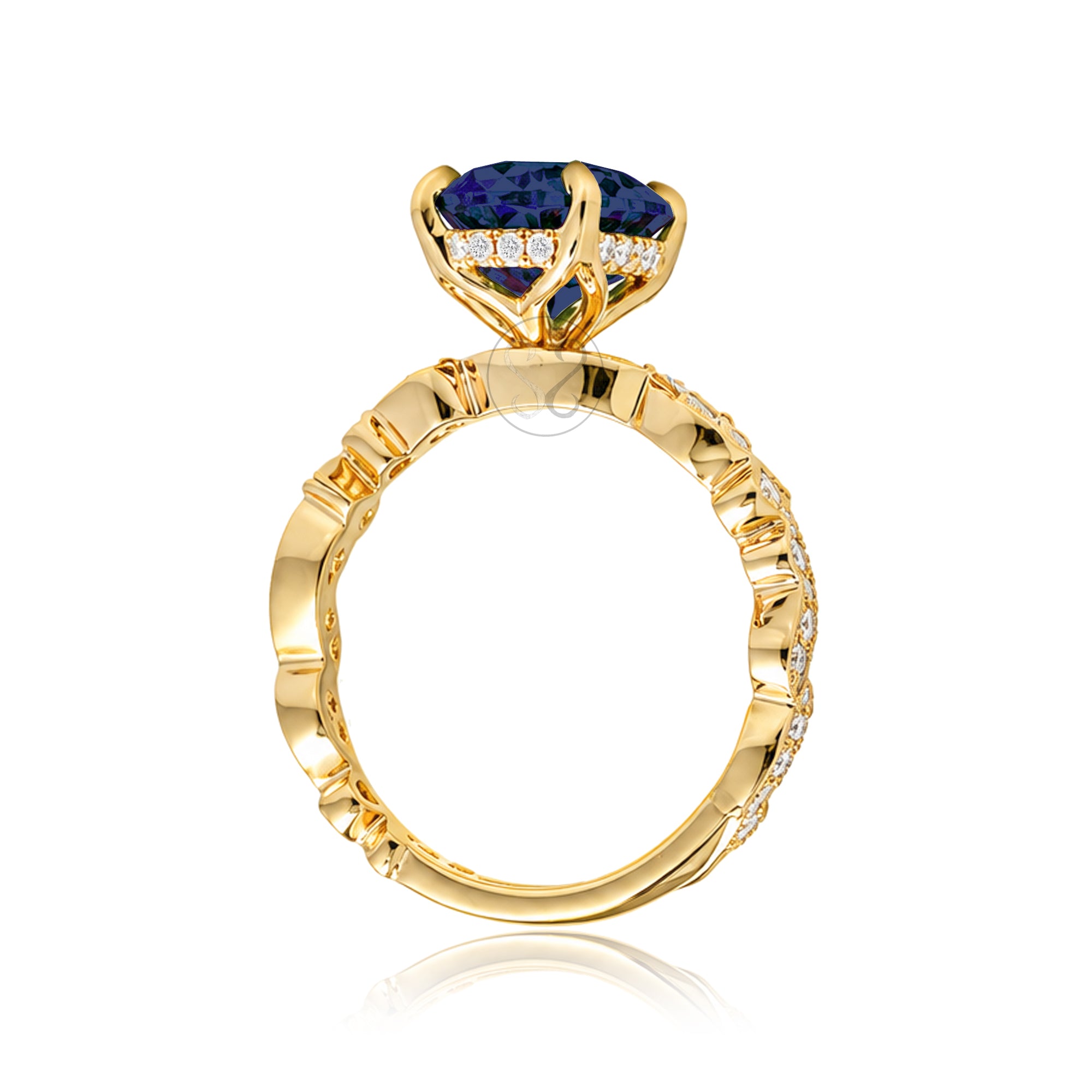 The Elara Oval Blue Sapphire Ring