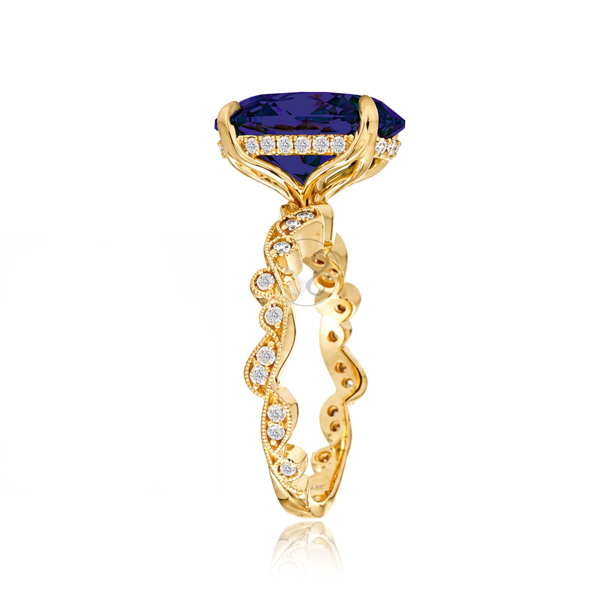 The Elara Oval Blue Sapphire Ring