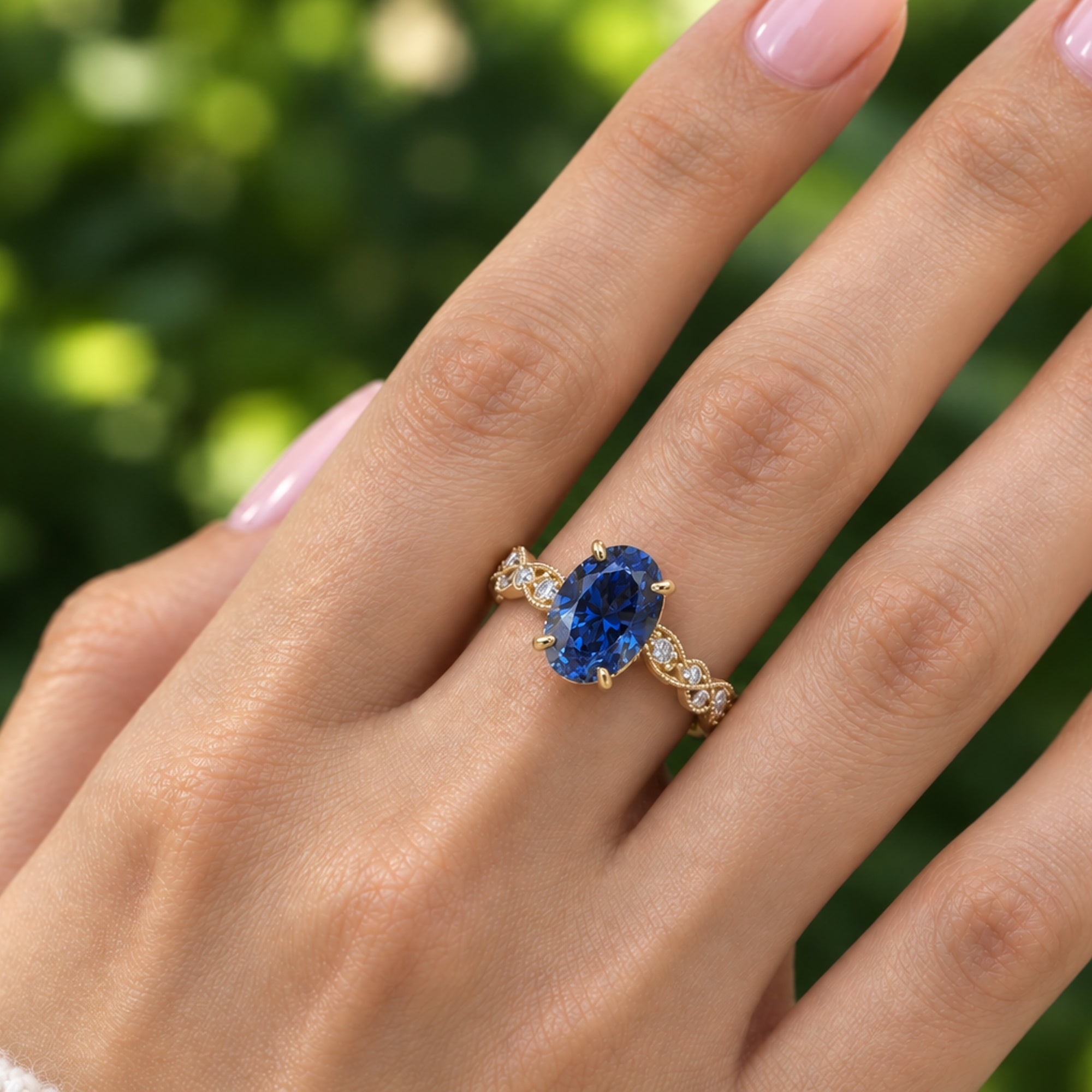 The Elara Oval Blue Sapphire Ring