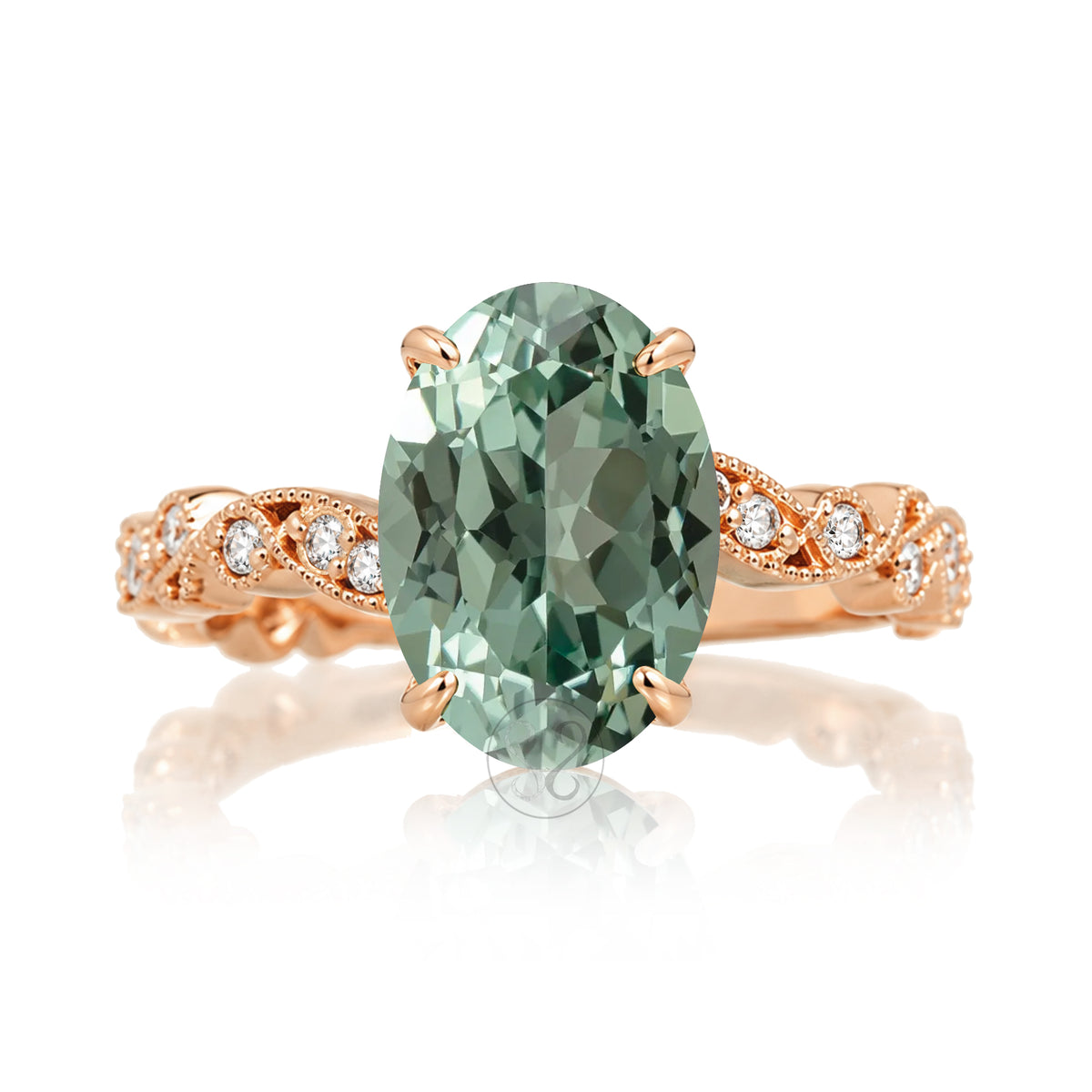 The Elara Oval Green Sapphire Ring