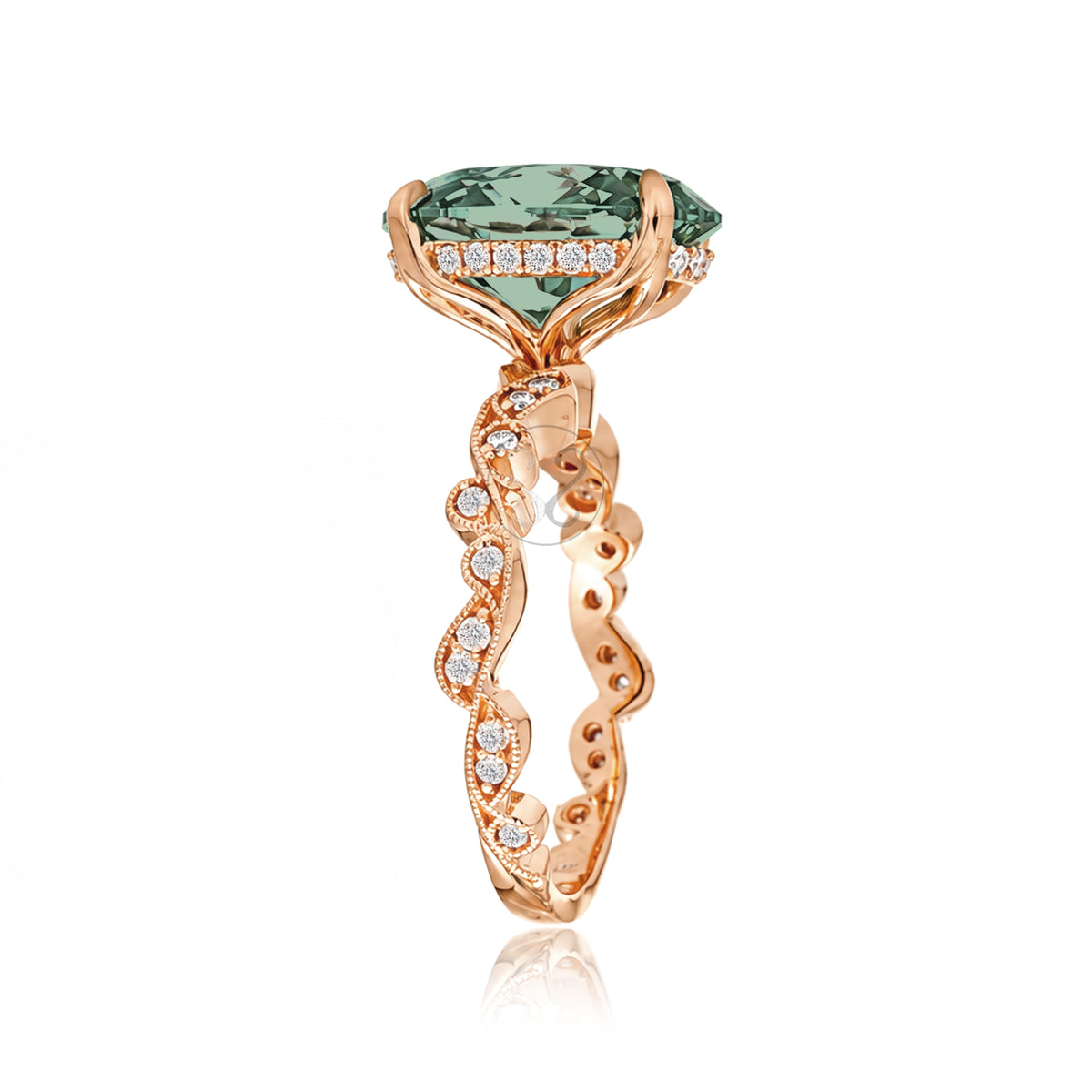 The Elara Oval Green Sapphire Ring