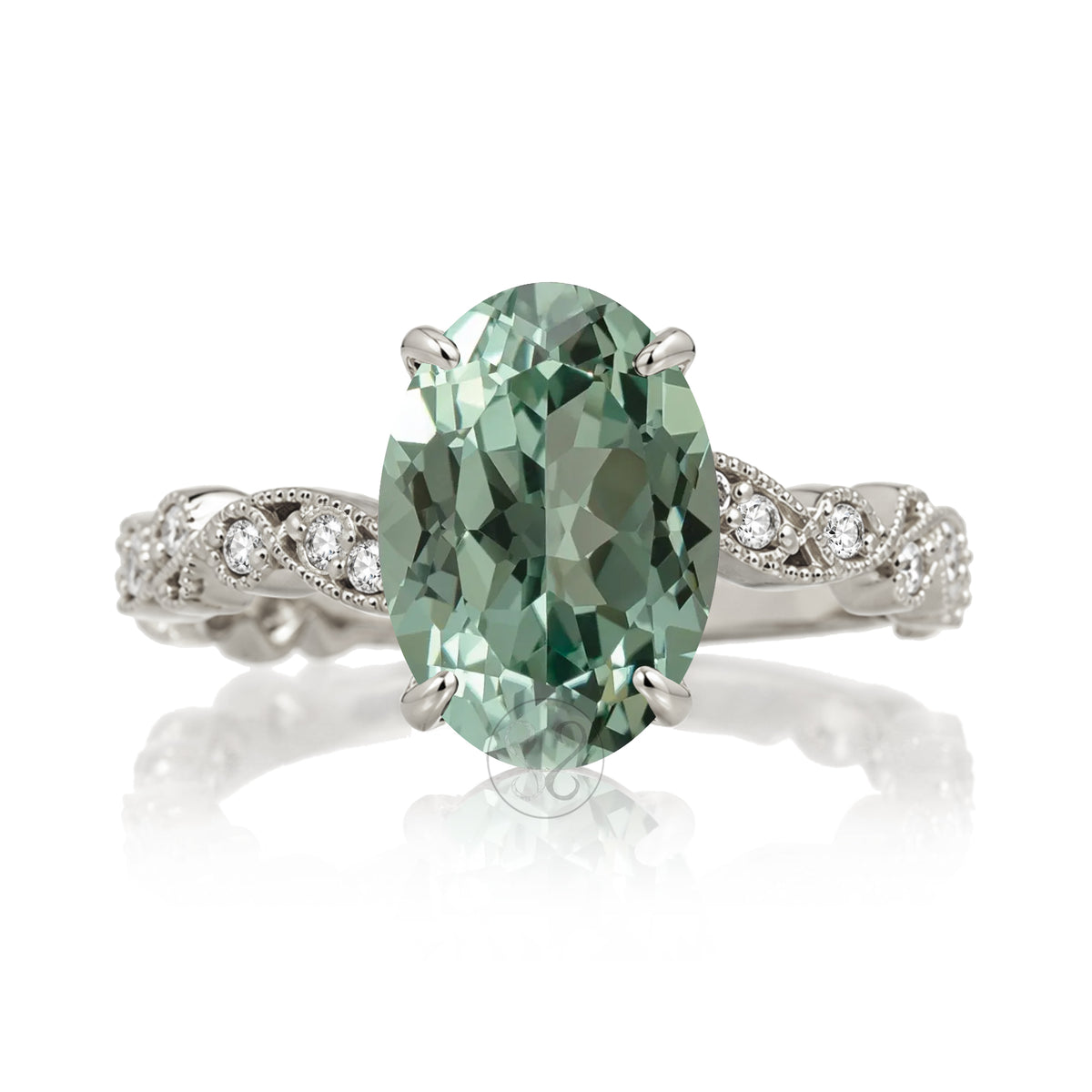 The Elara Oval Green Sapphire Ring