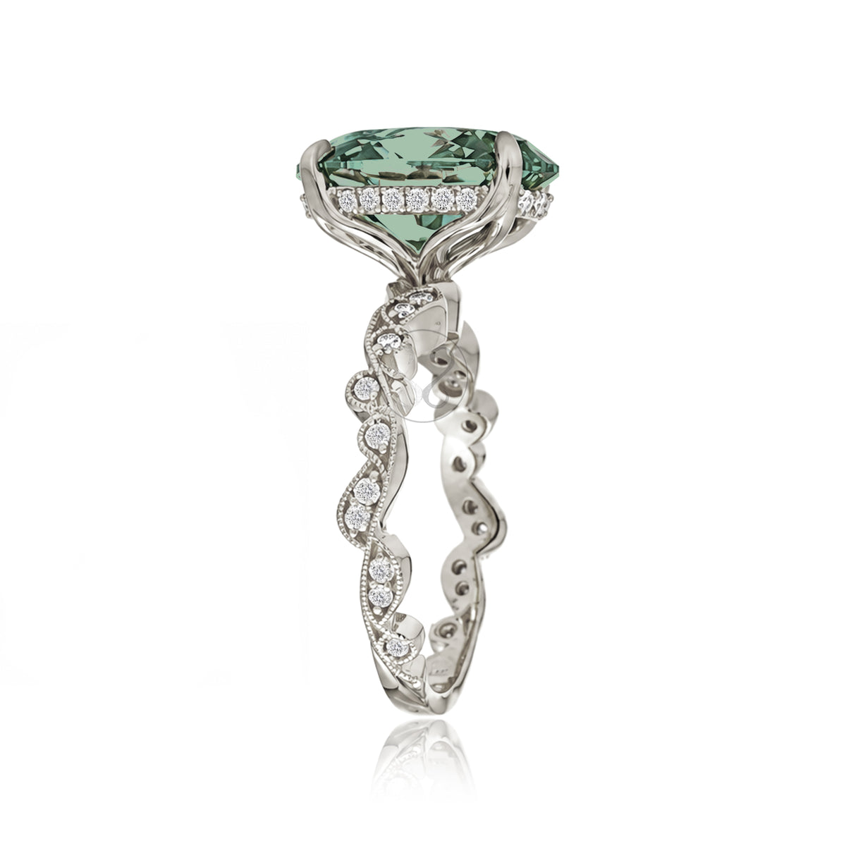 The Elara Oval Green Sapphire Ring