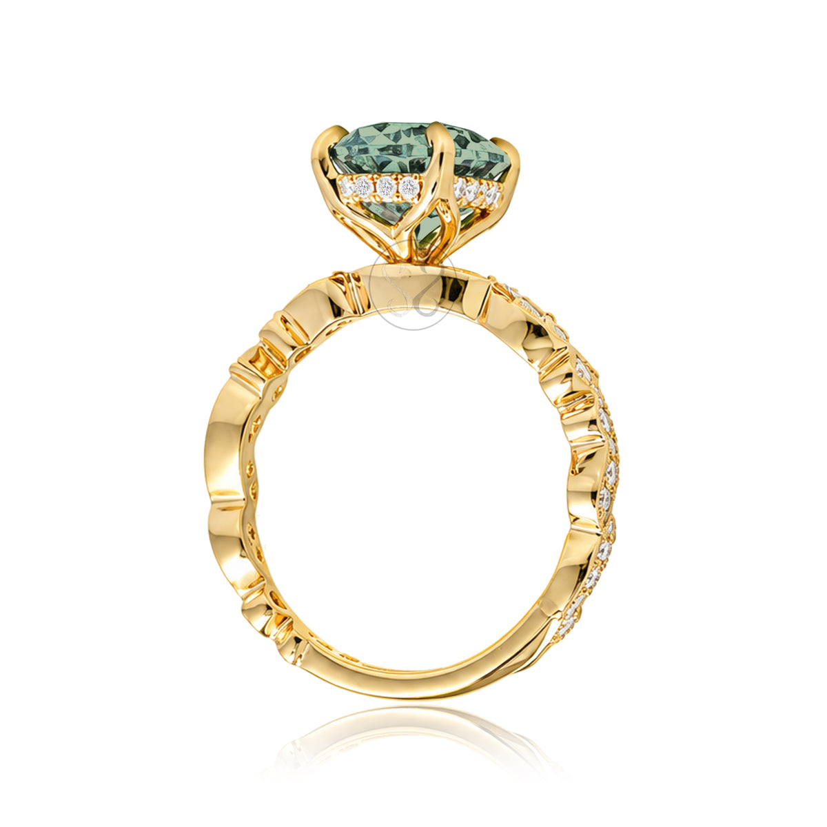 The Elara Oval Green Sapphire Ring