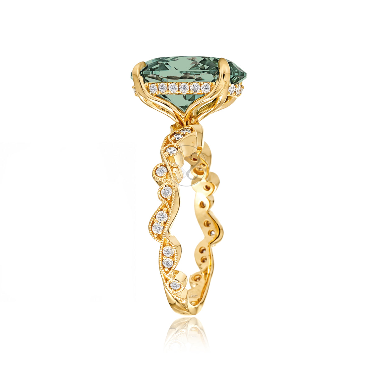 The Elara Oval Green Sapphire Ring