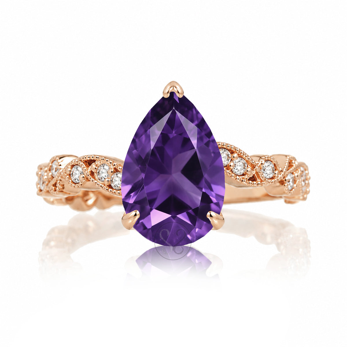 The Elara Pear Amethyst Ring