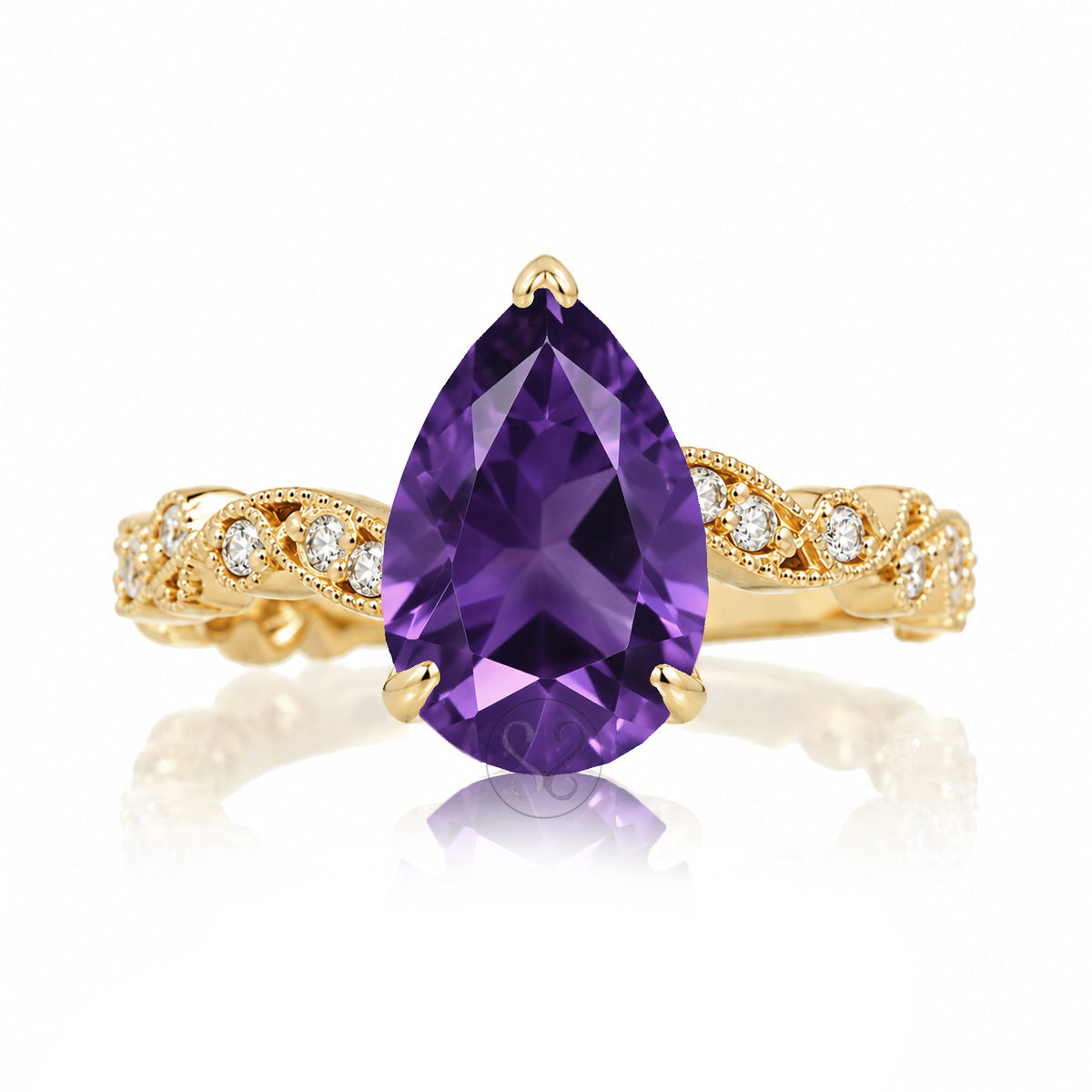 The Elara Pear Amethyst Ring
