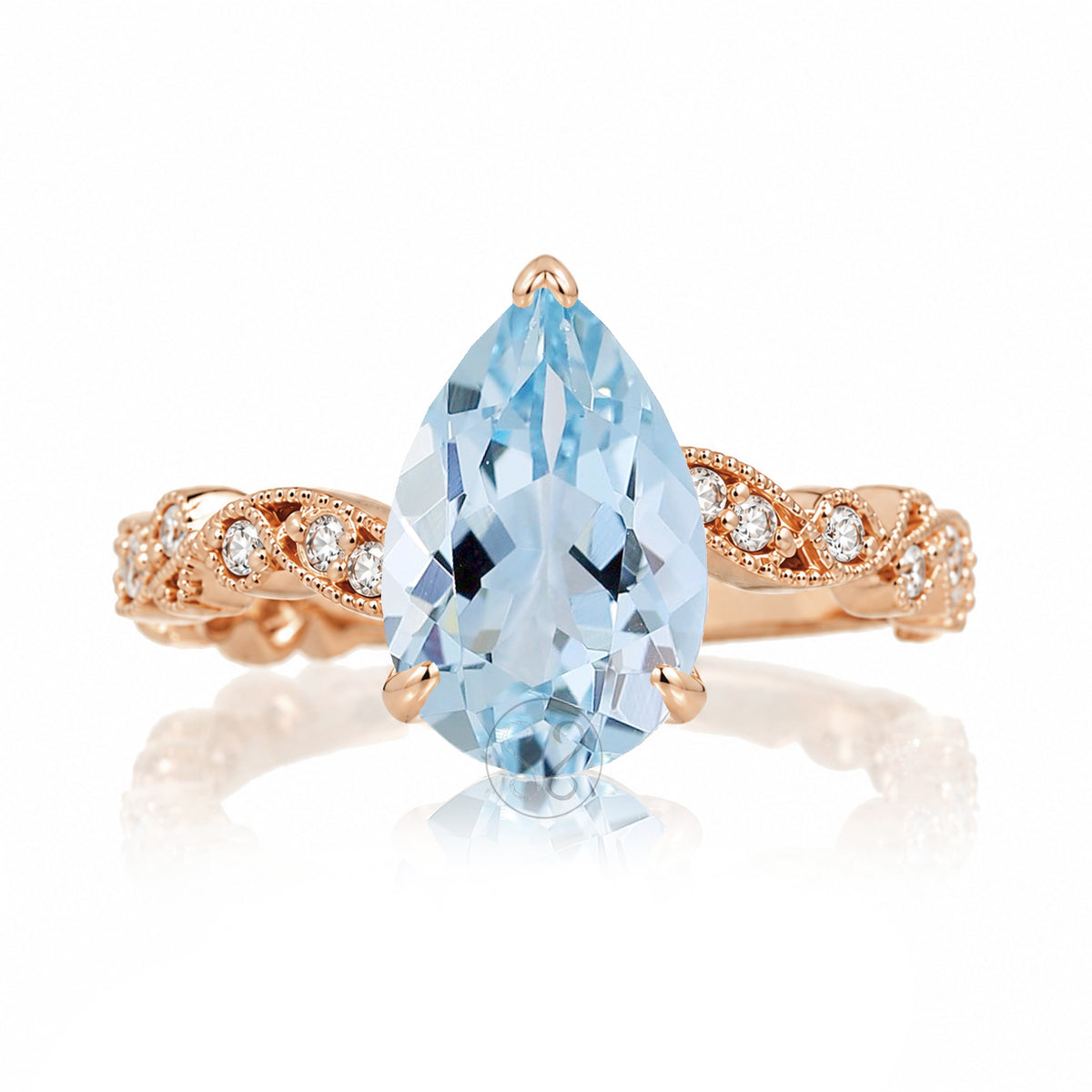 The Elara Pear Aquamarine Ring