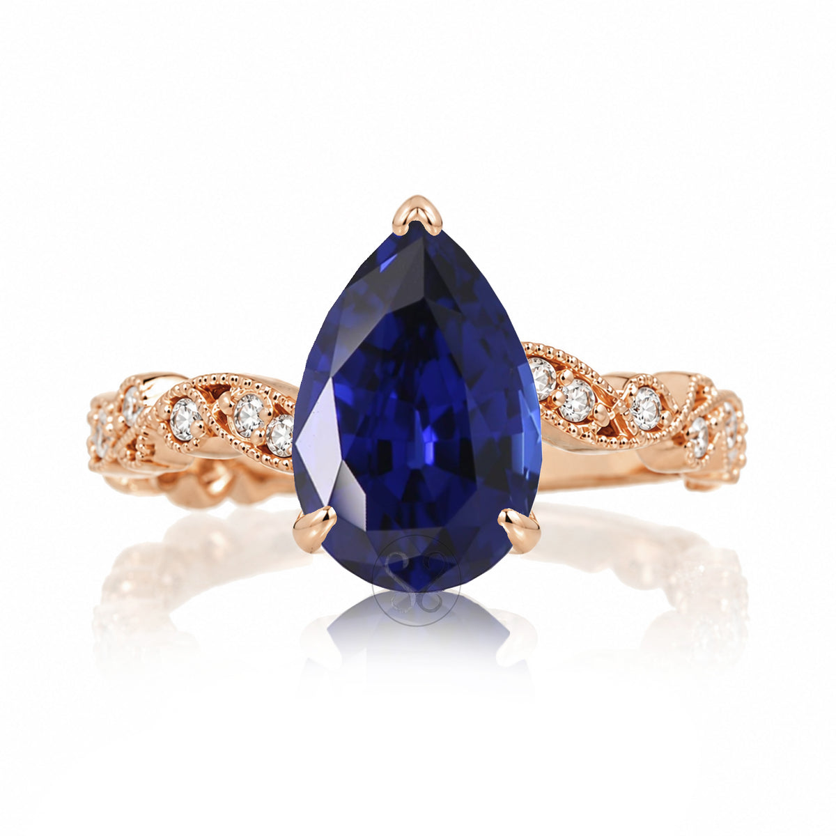 The Elara Pear Blue Sapphire Ring