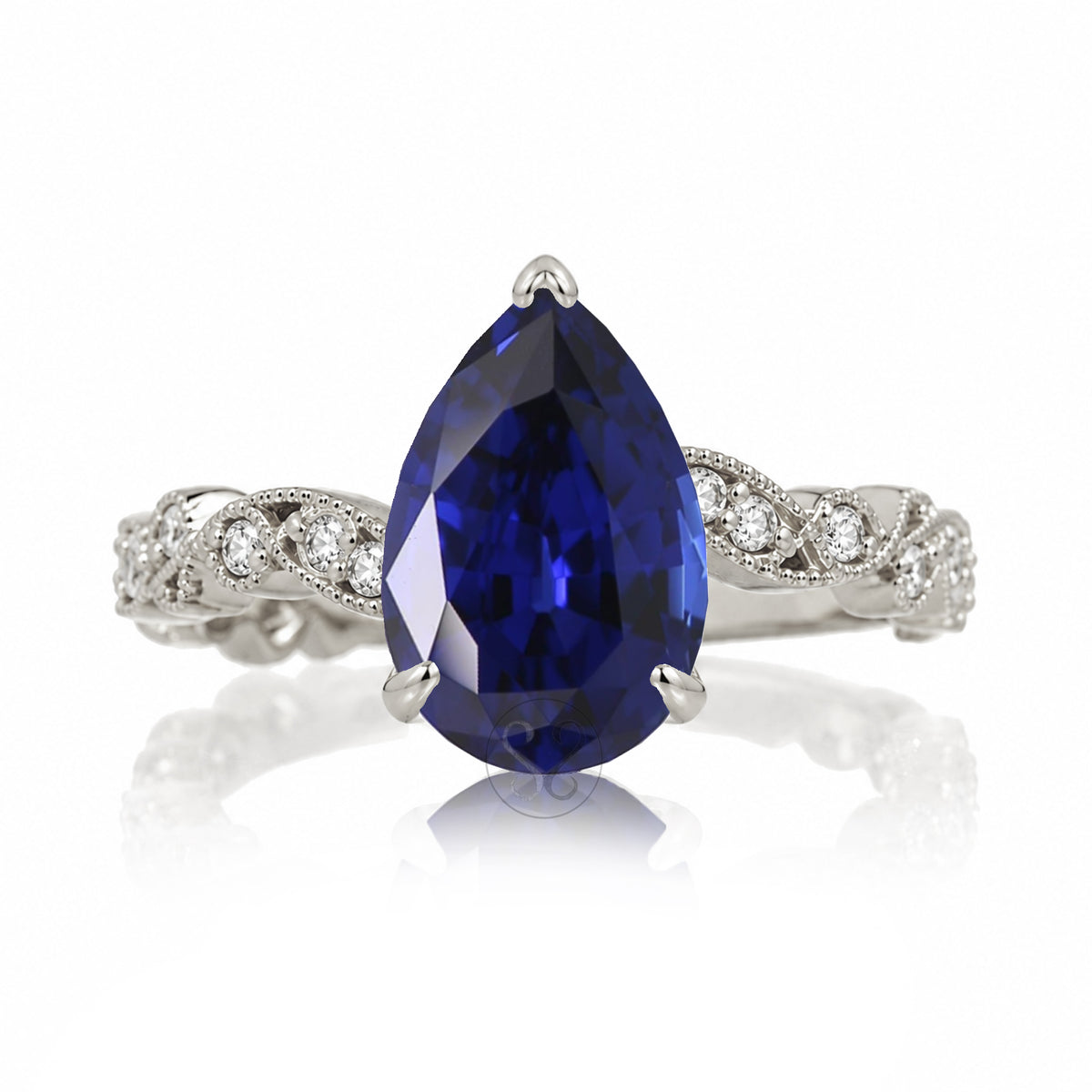 The Elara Pear Blue Sapphire Ring