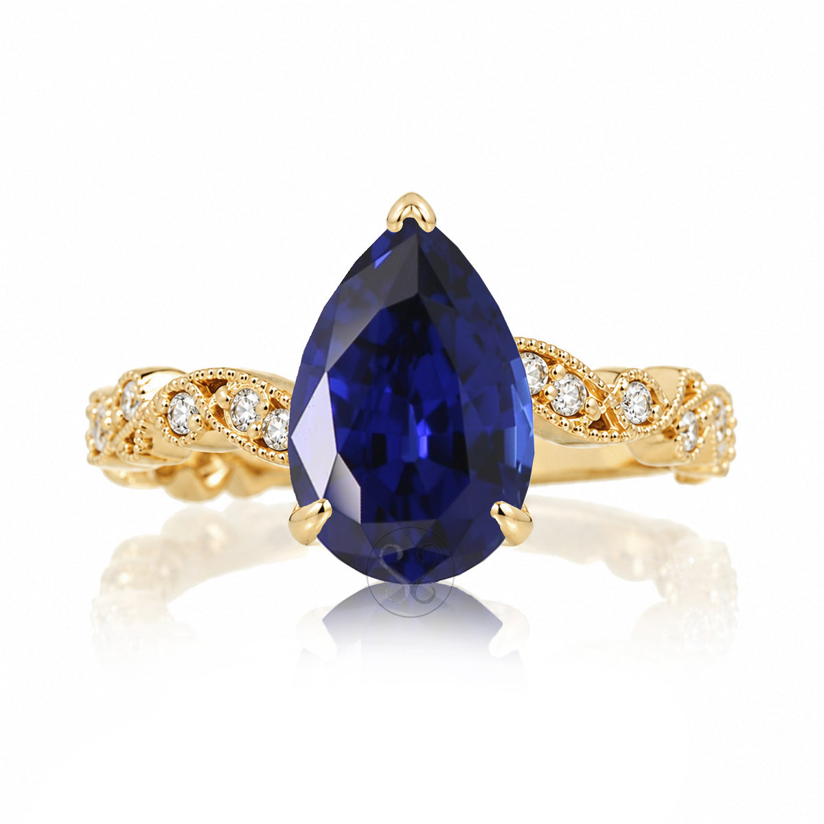 The Elara Pear Blue Sapphire Ring