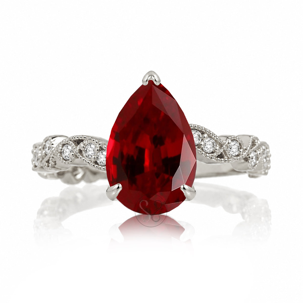 The Elara Pear Ruby Ring