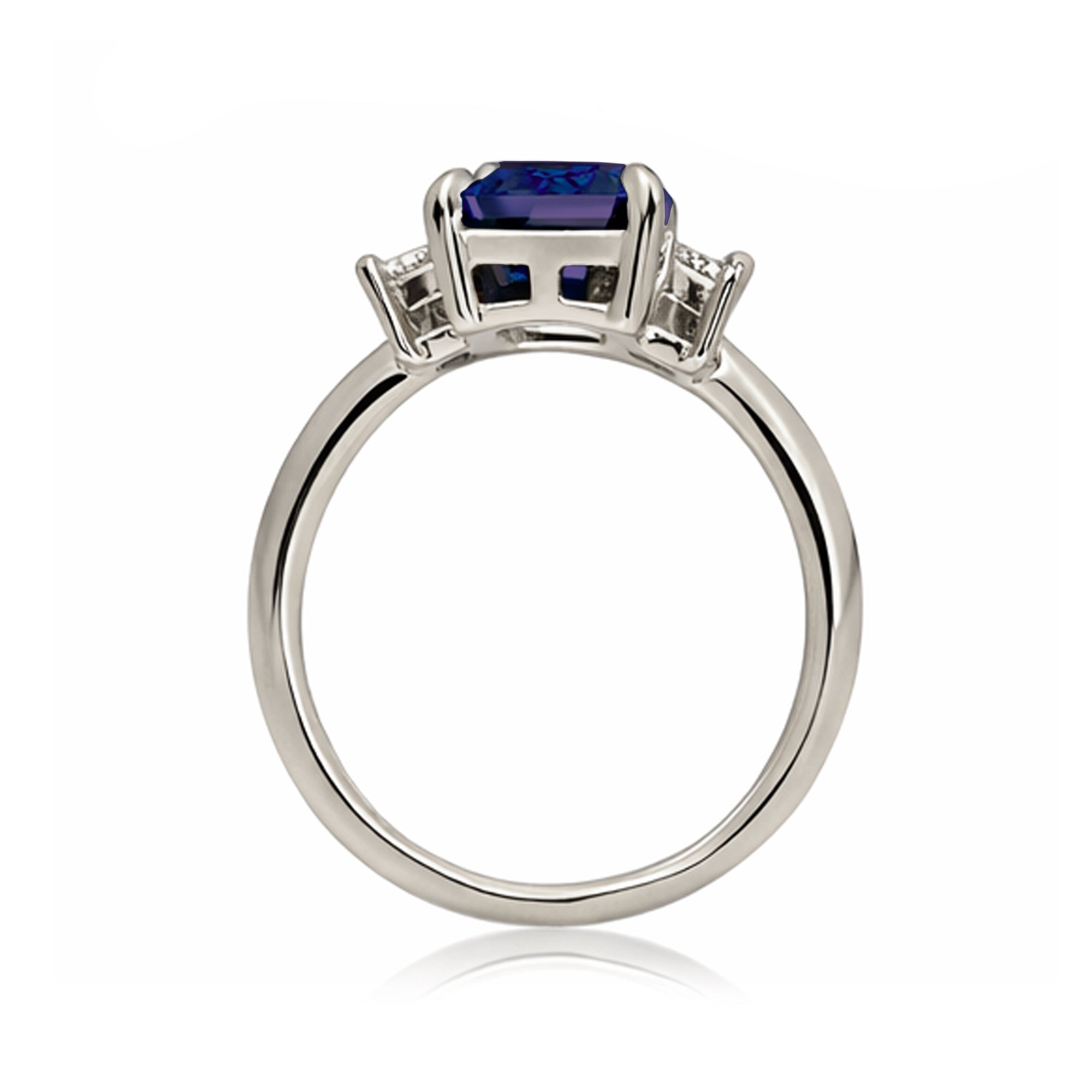 The Elena Emerald Cut Blue Sapphire Ring