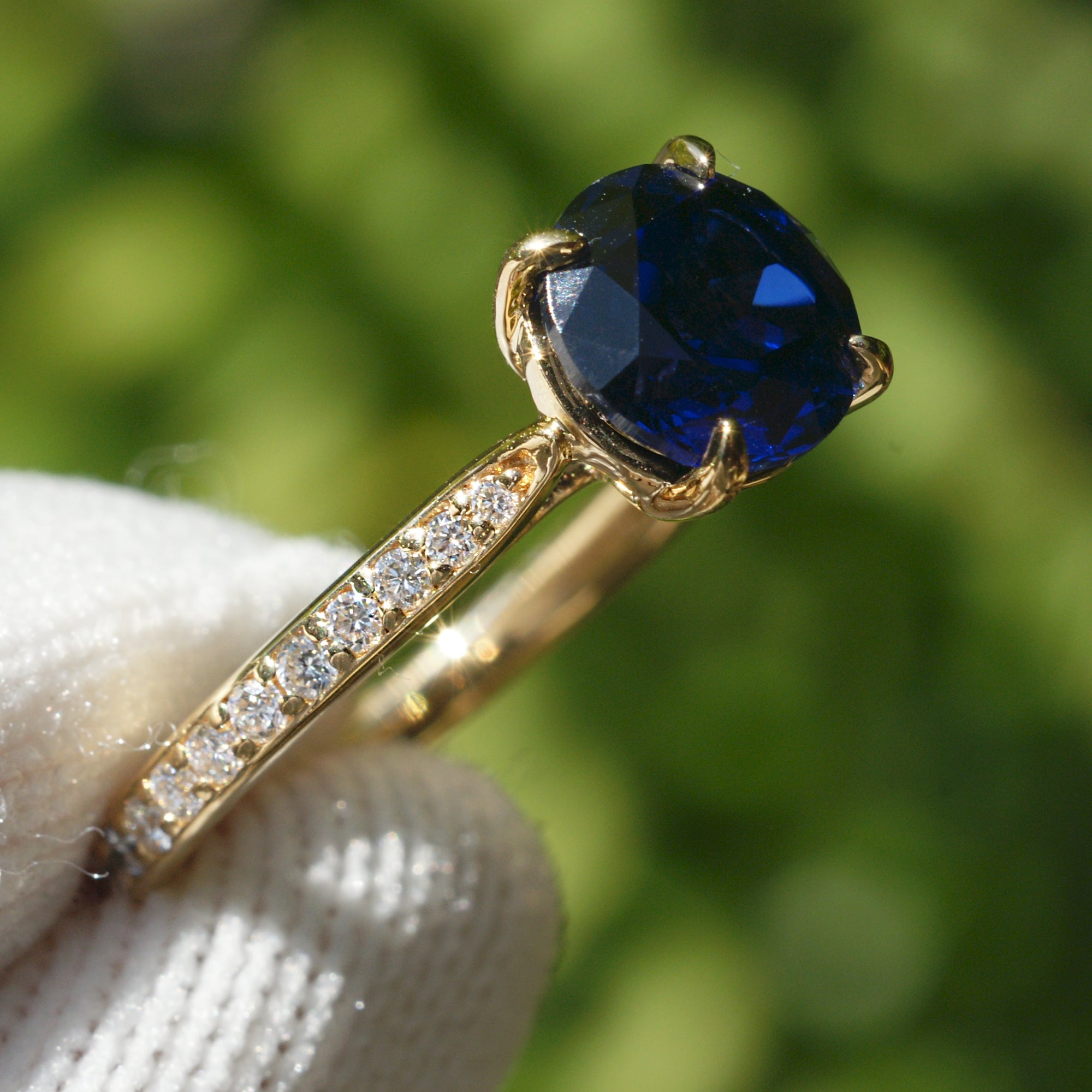 The Emily Round Blue Sapphire Ring (7.5mm)
