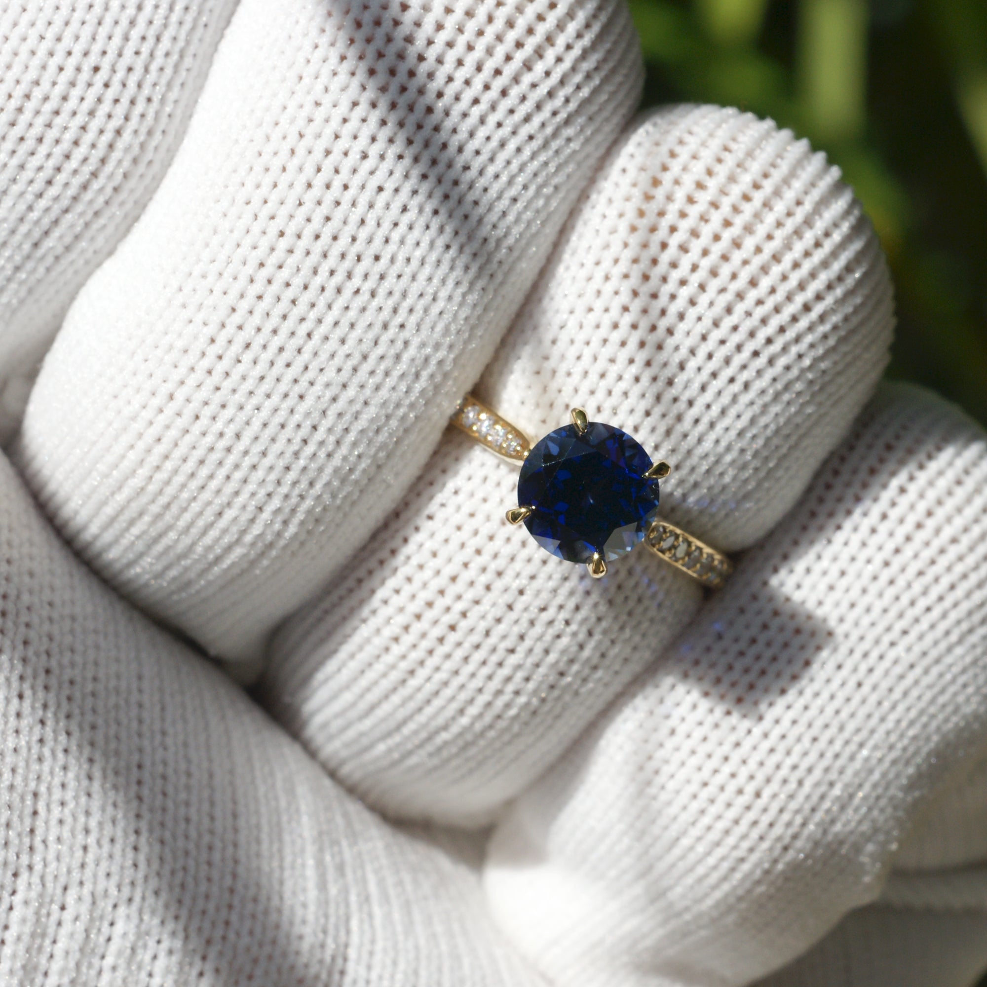 The Emily Round Blue Sapphire Ring (7.5mm)