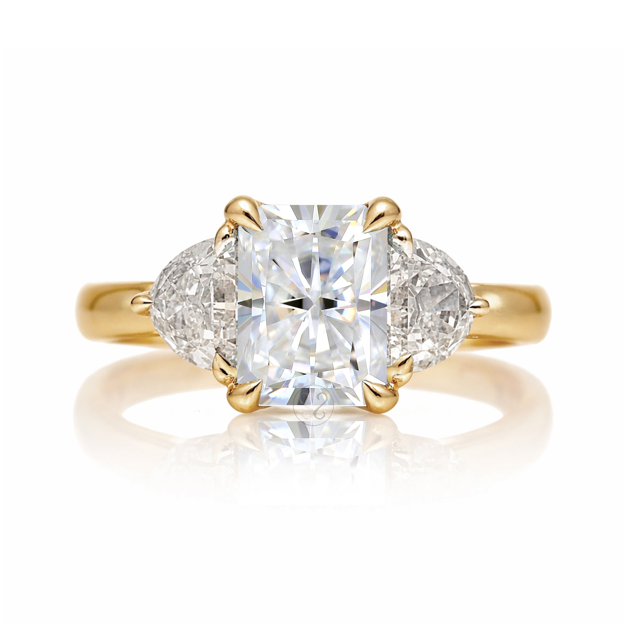 The Farah Radiant Cut Moissanite Half Moon Ring