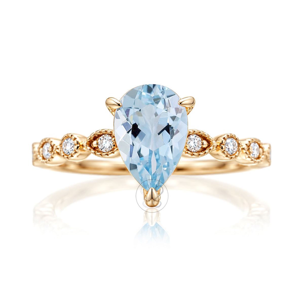 The Ivy Pear Aquamarine Ring