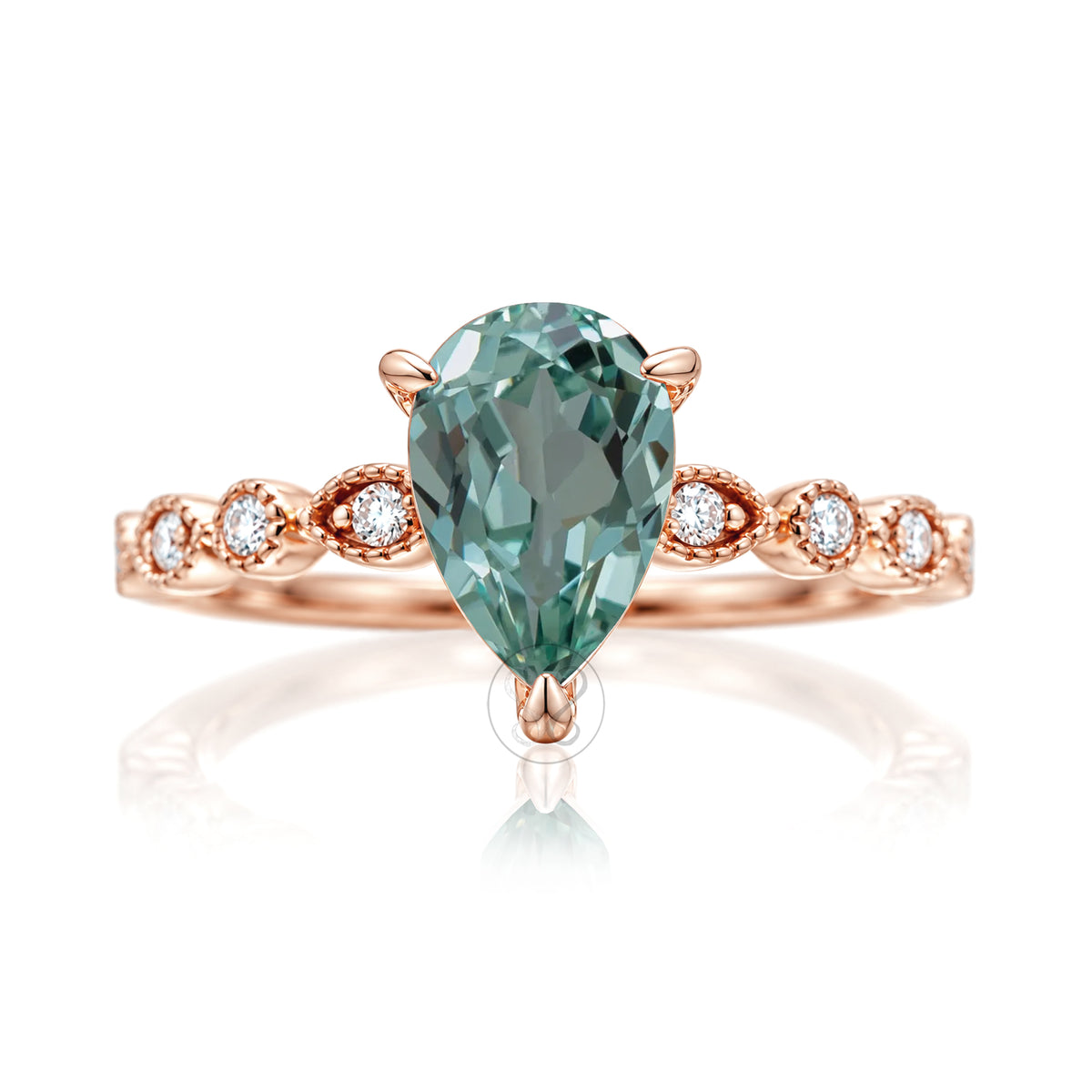 The Ivy Pear Green Sapphire Ring