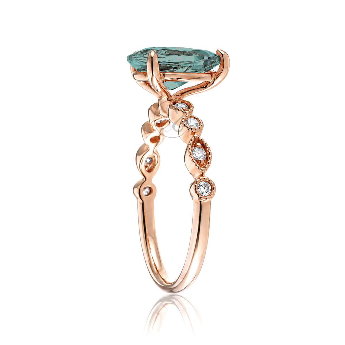 The Ivy Pear Green Sapphire Ring