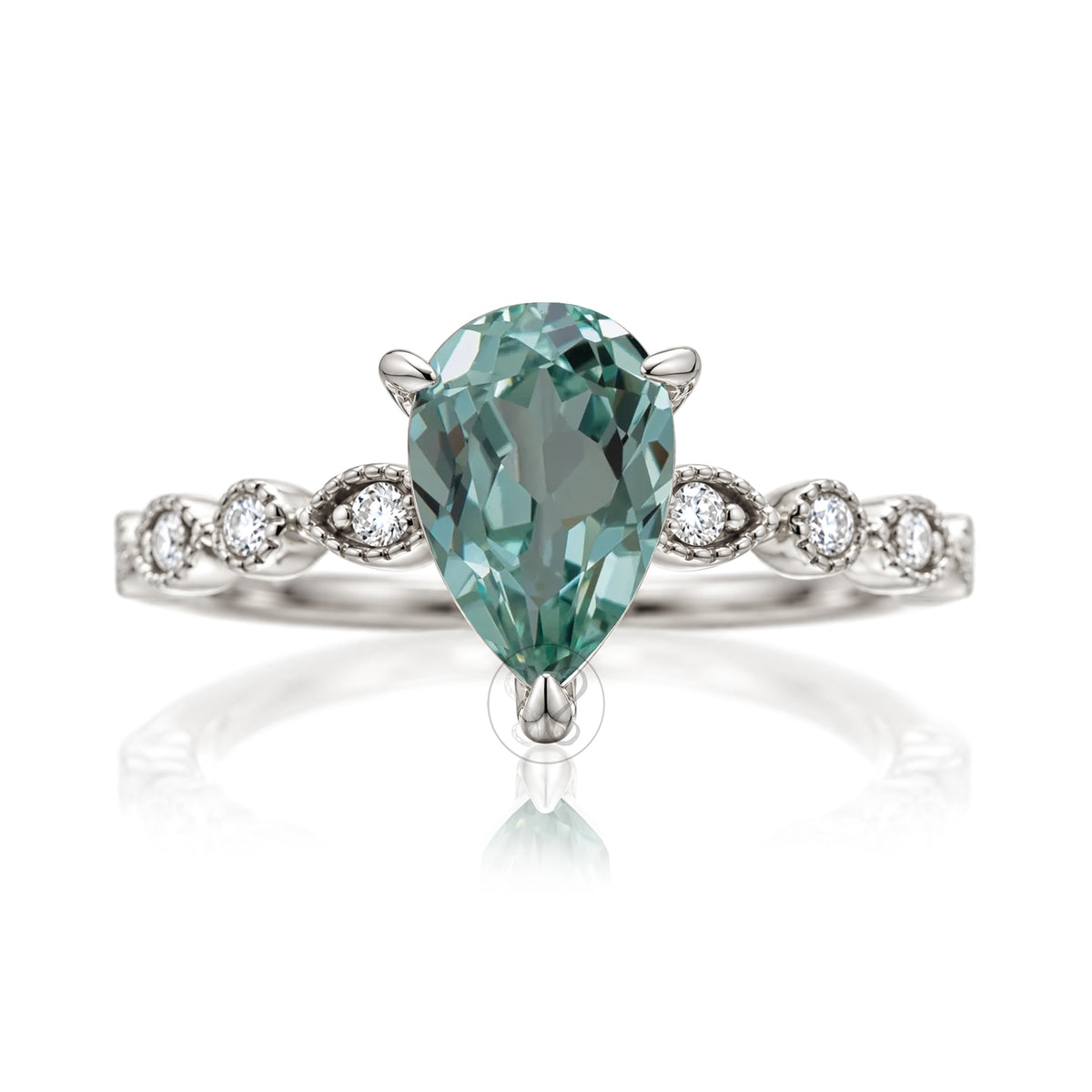 The Ivy Pear Green Sapphire Ring