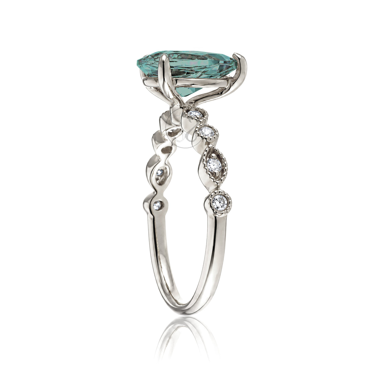 The Ivy Pear Green Sapphire Ring