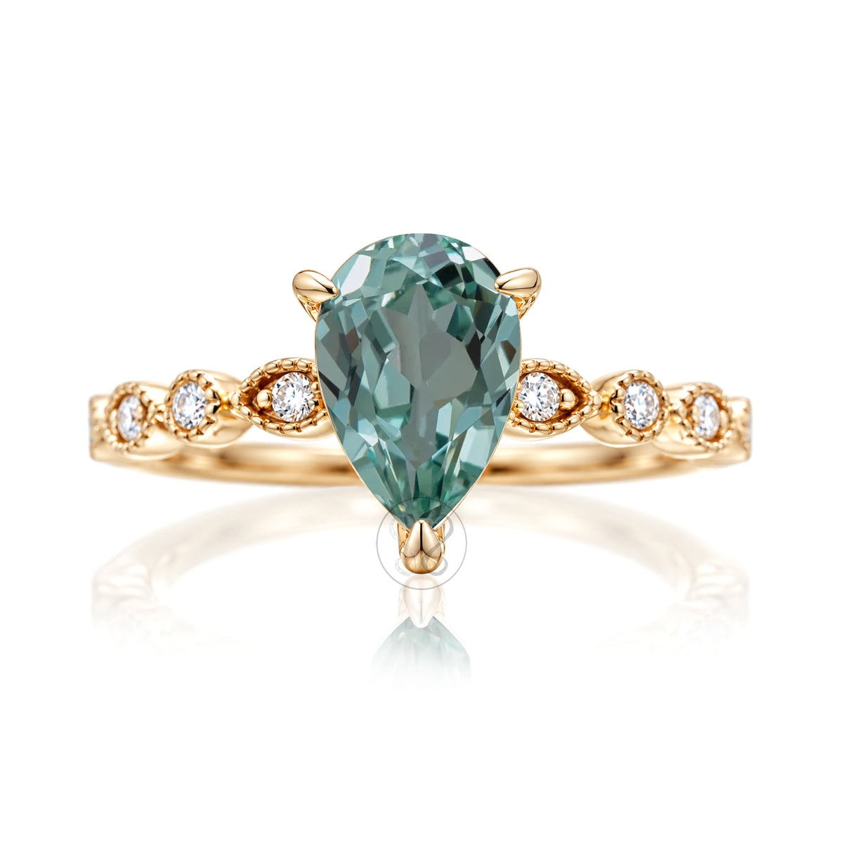 The Ivy Pear Green Sapphire Ring