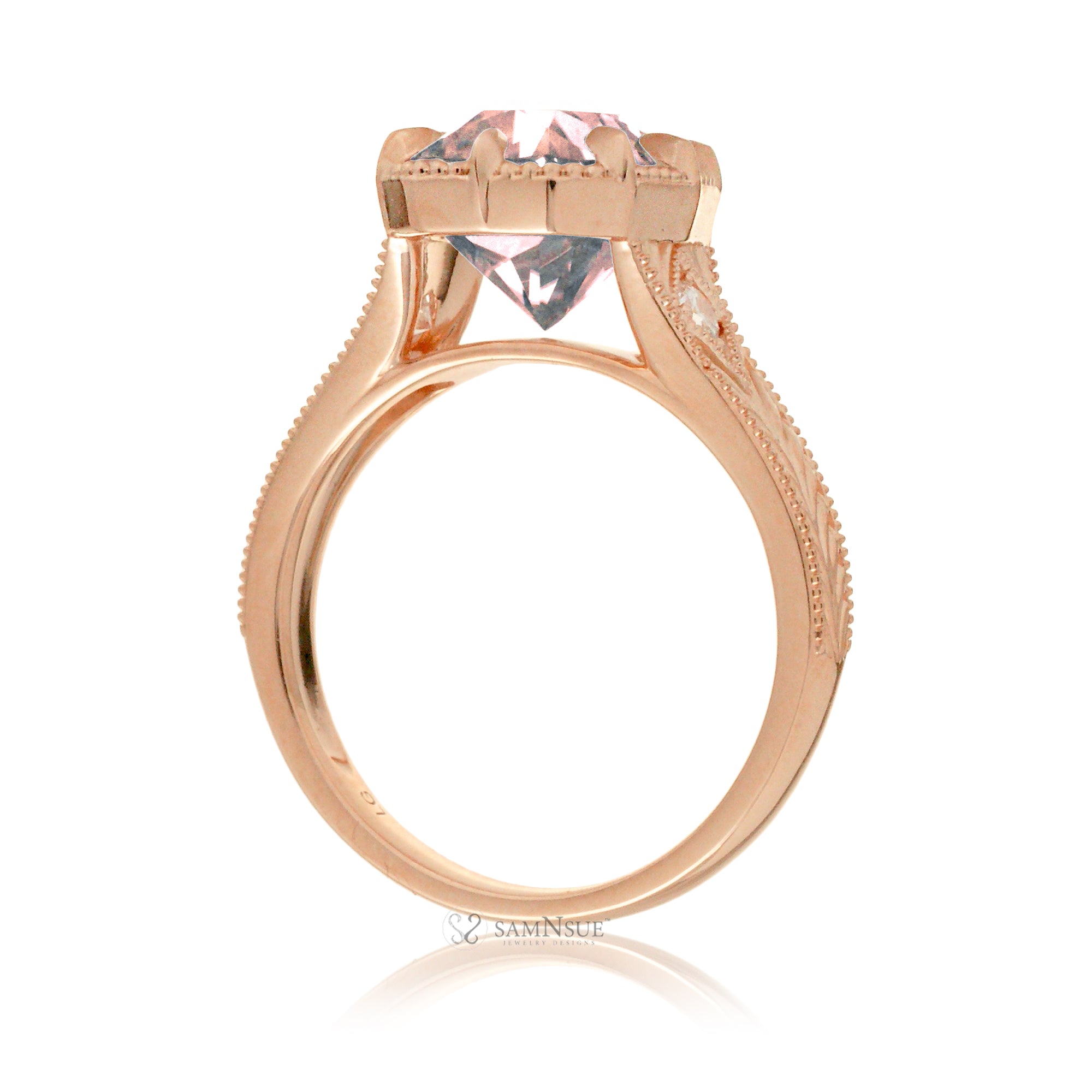 Vintage style cushion morganite ring Taylor Swift inspired rose gold