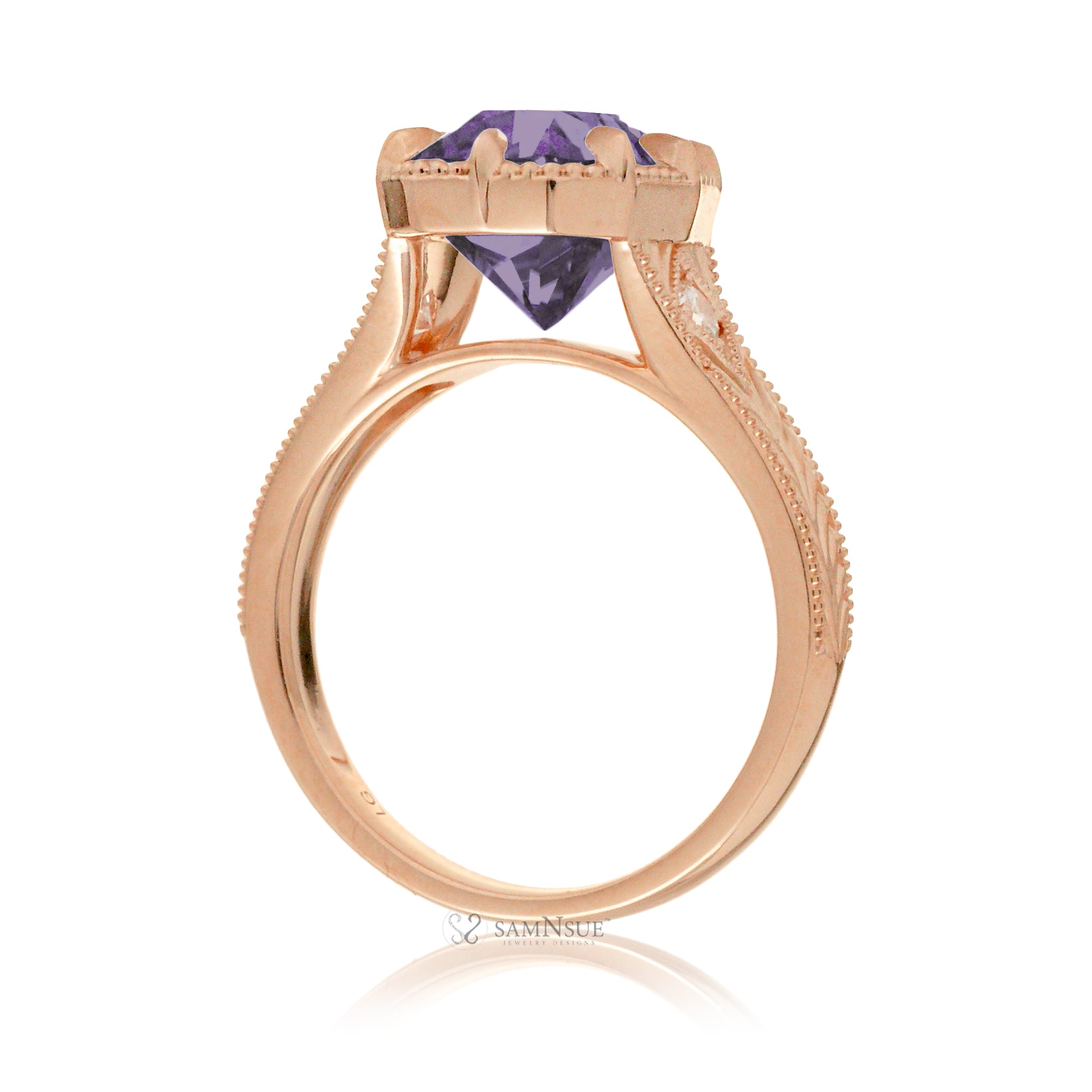 The Kelcey Cushion Cut Rose De France Amethyst Ring