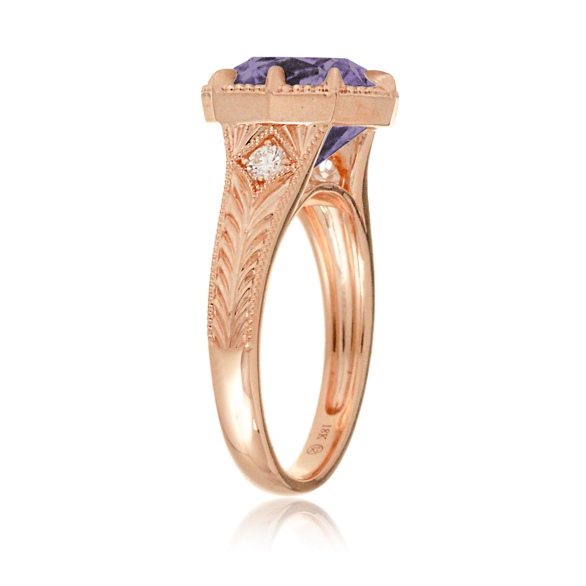 The Kelcey Cushion Cut Rose De France Amethyst Ring